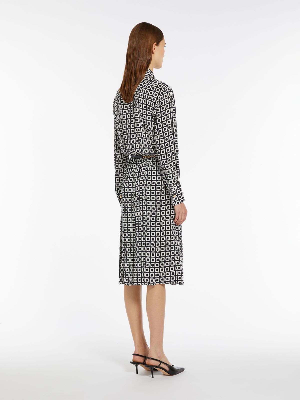 Printed crepe de chine dress