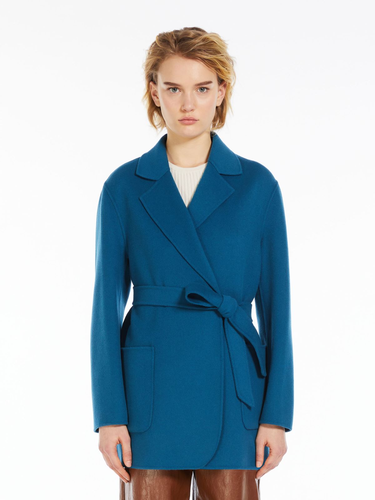 Oversized belted wool jacket