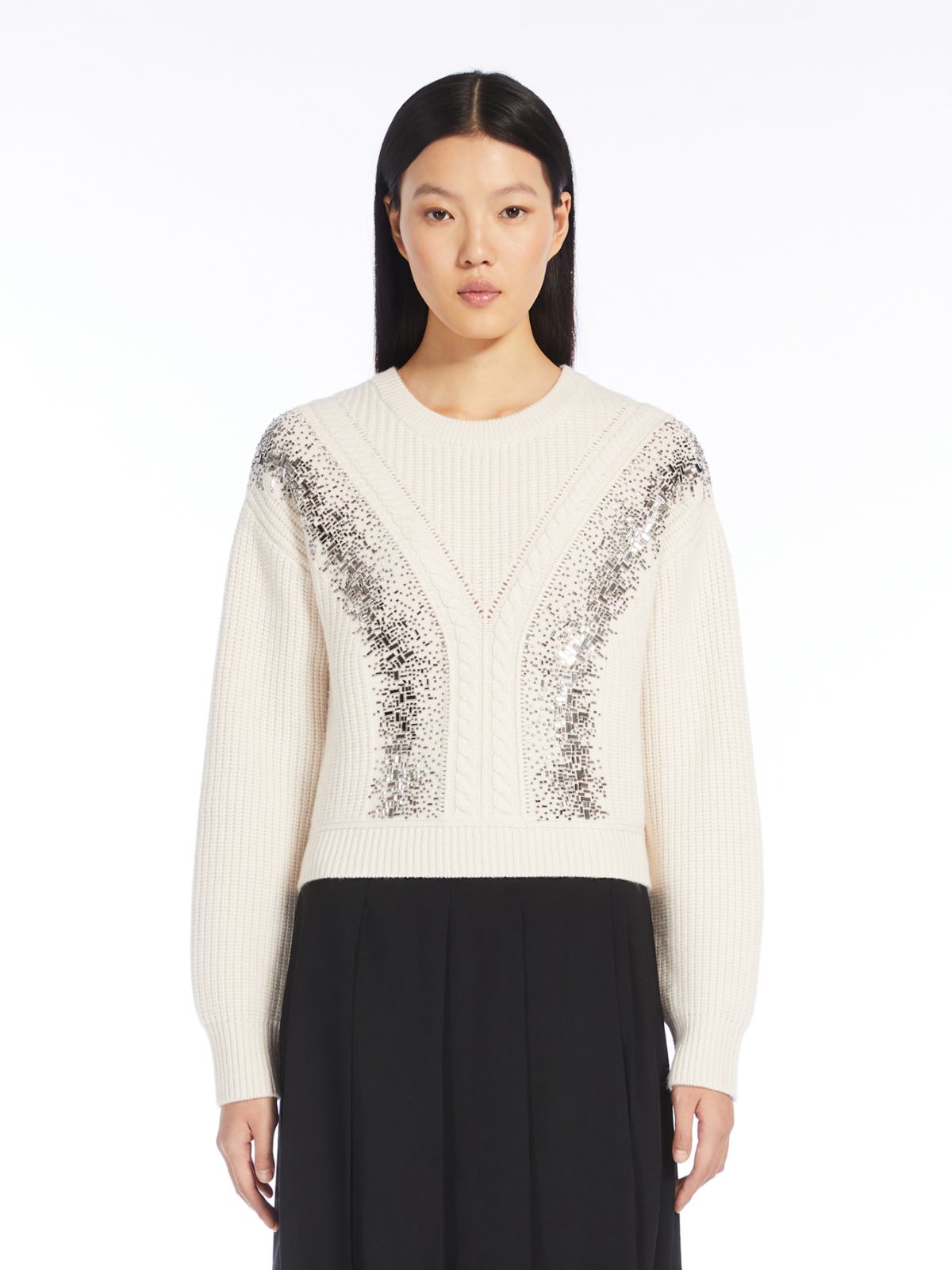 Rib-knit wool pullover