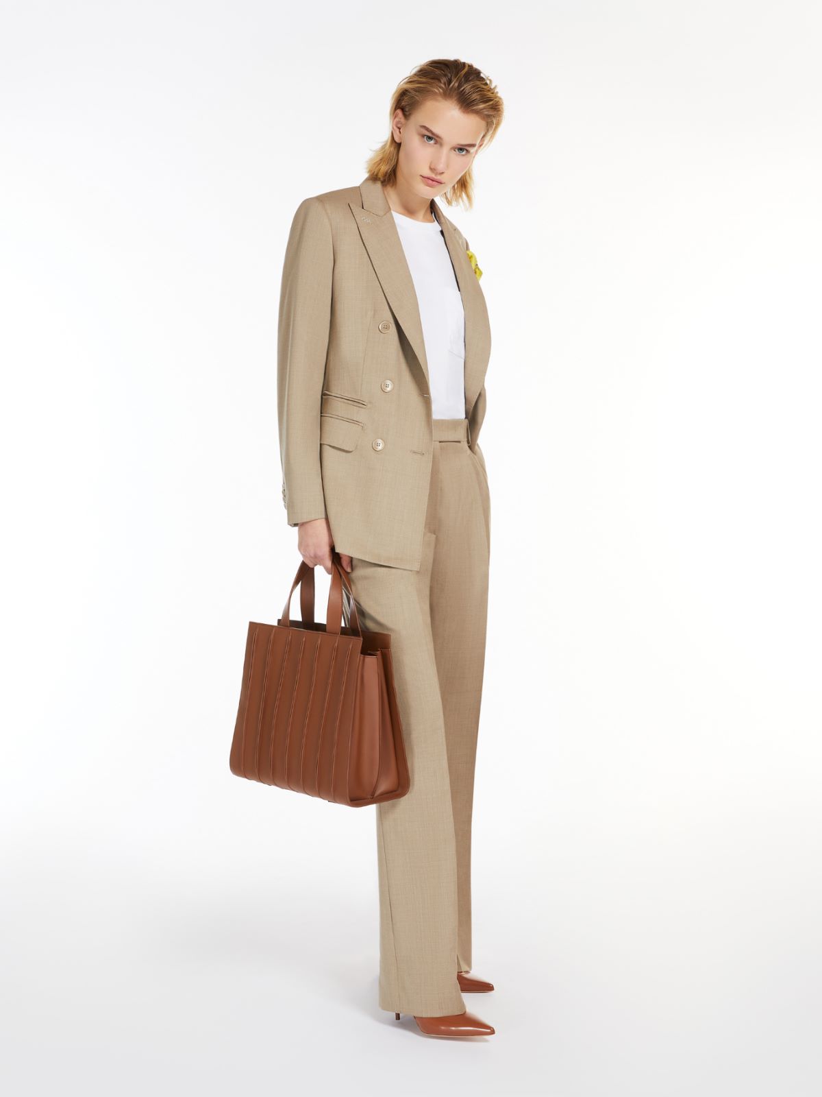 Wool twill wide-leg trousers