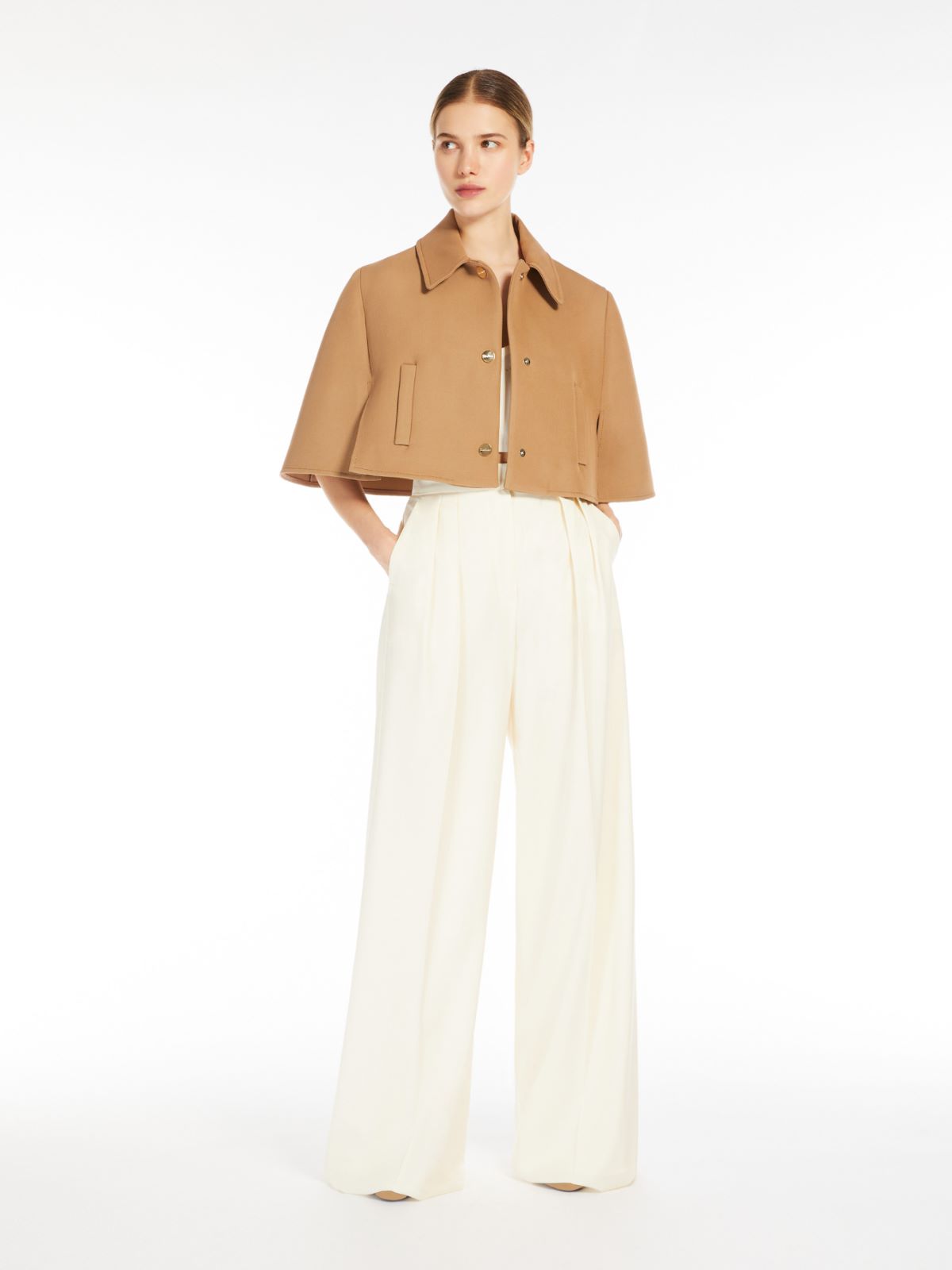 Wool and cotton cropped cape