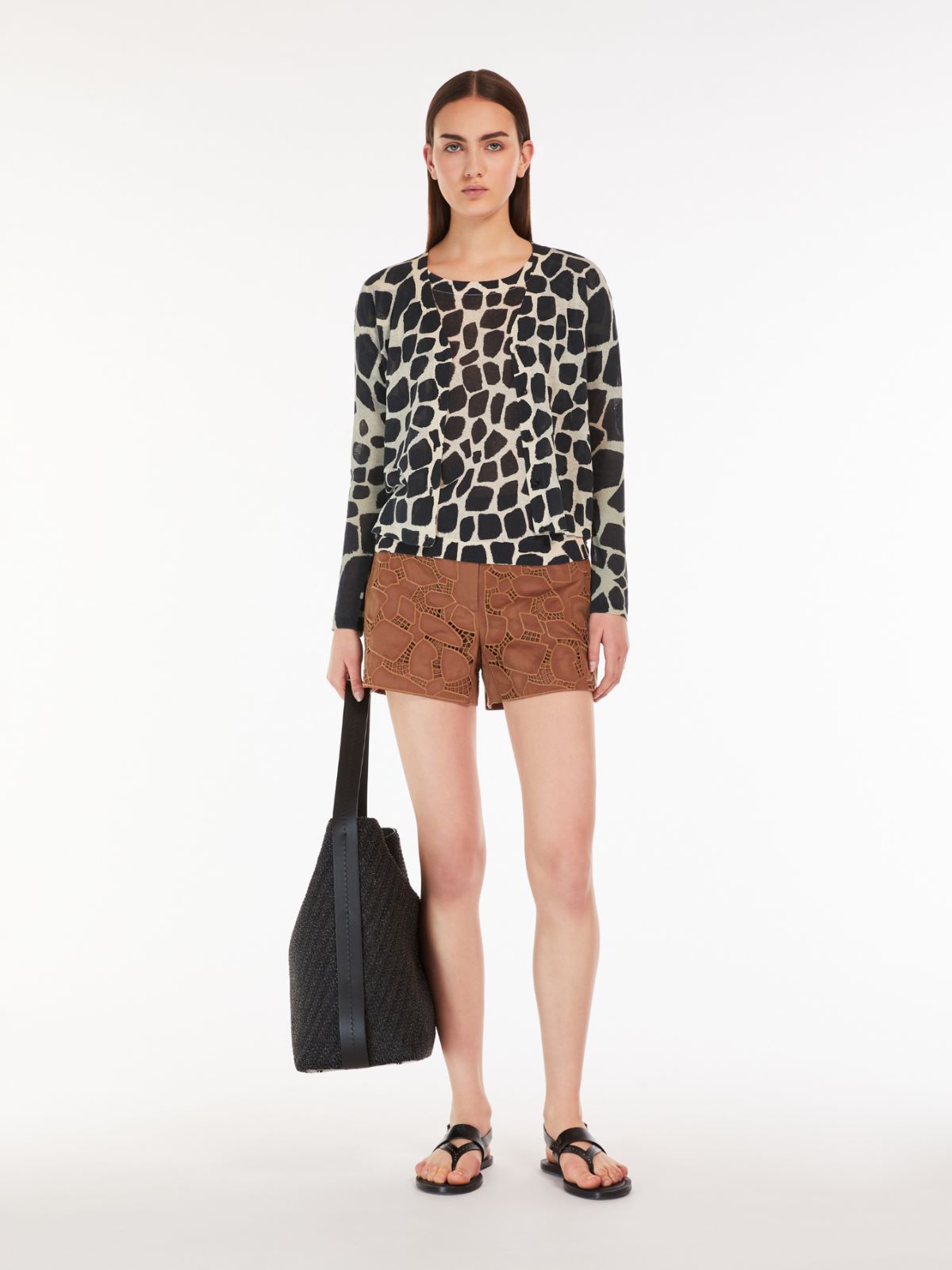 Animal-print organza jumper