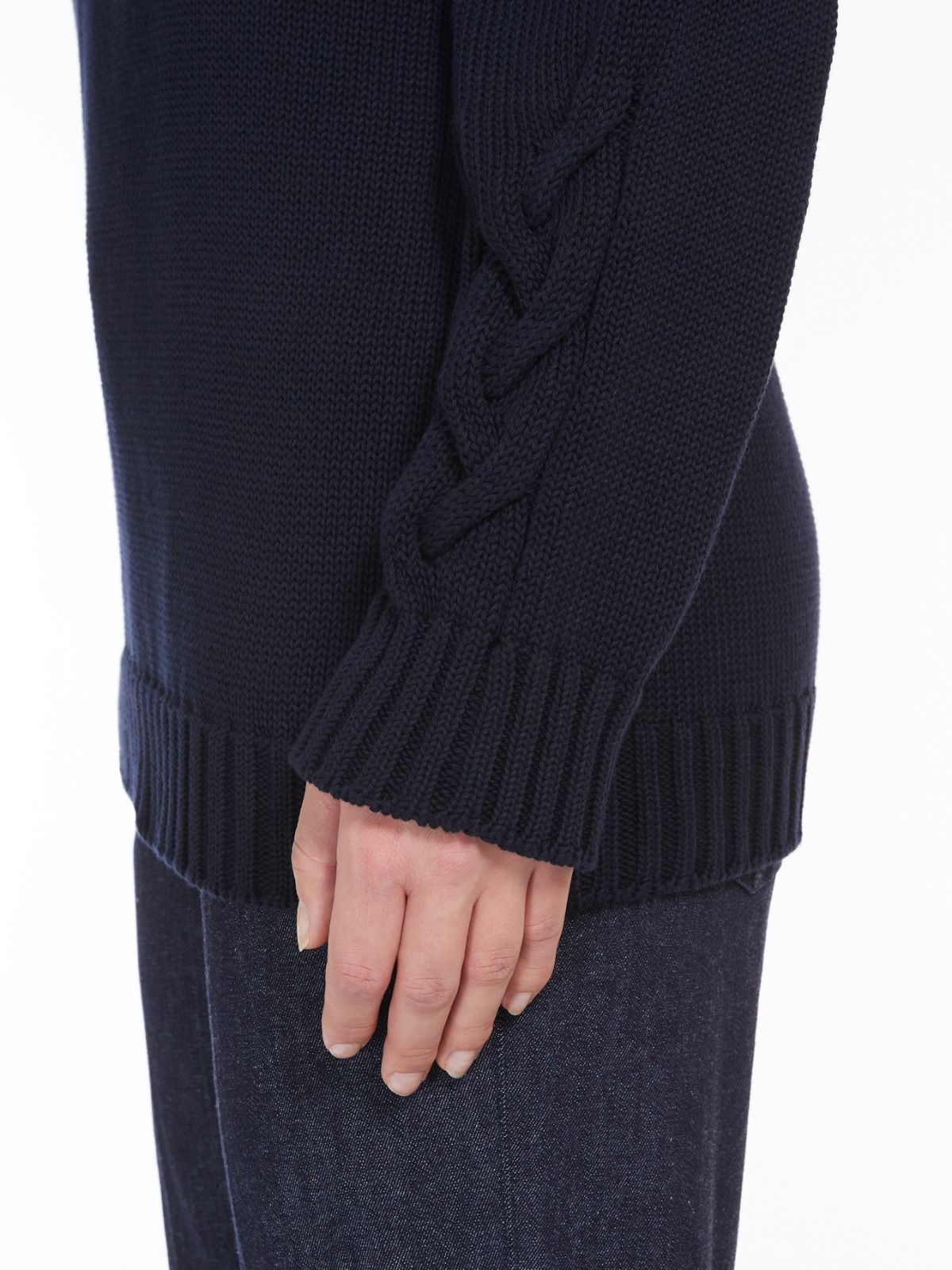 Cable-knit sweater in cotton yarn