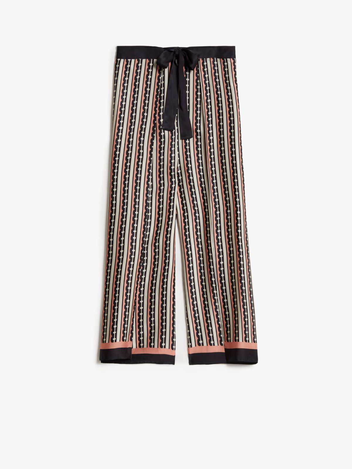 Printed satin pareo trousers