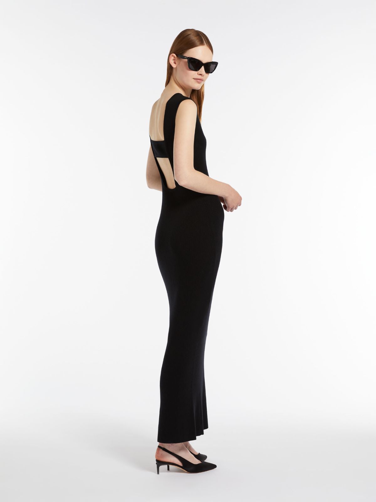 Slim-fit wool and silk dress