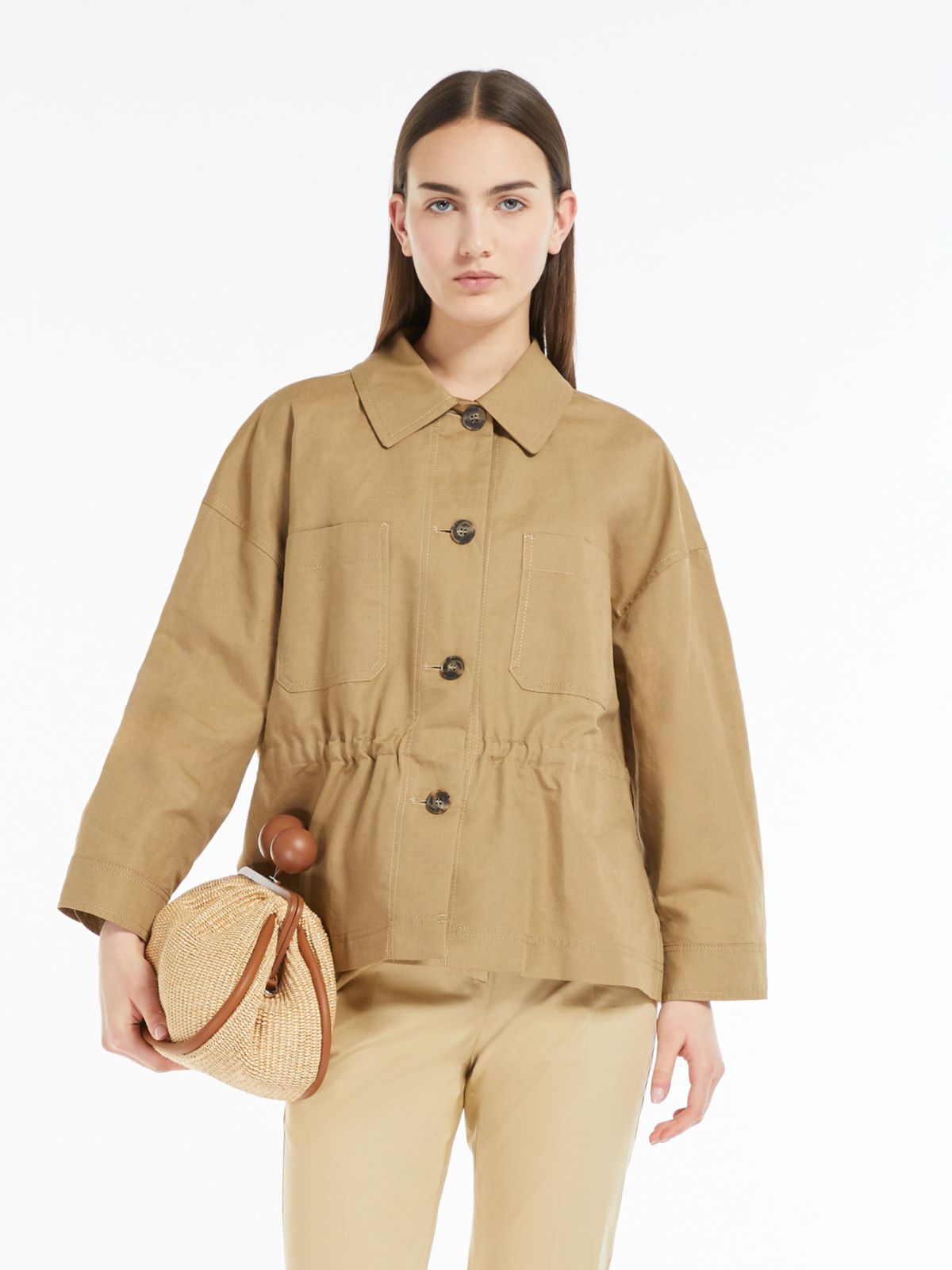 Cotton and linen basketweave jacket