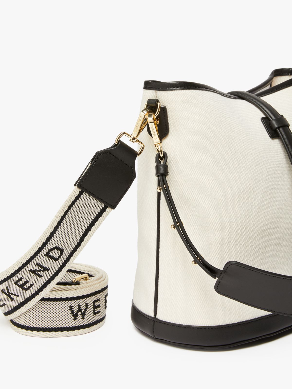 Canvas and leather bucket bag