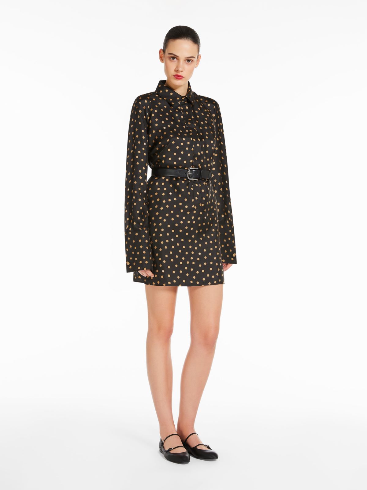 Printed silk shirt dress