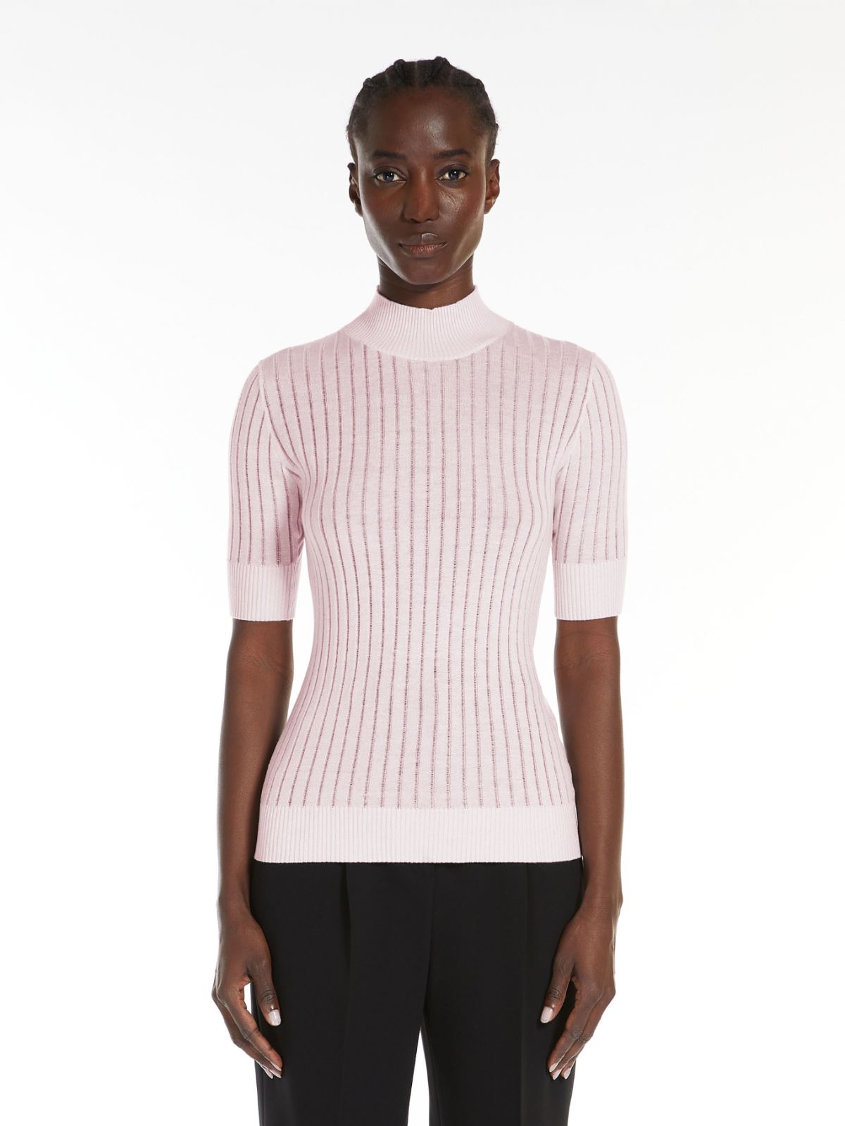 Wool and silk polo neck sweater
