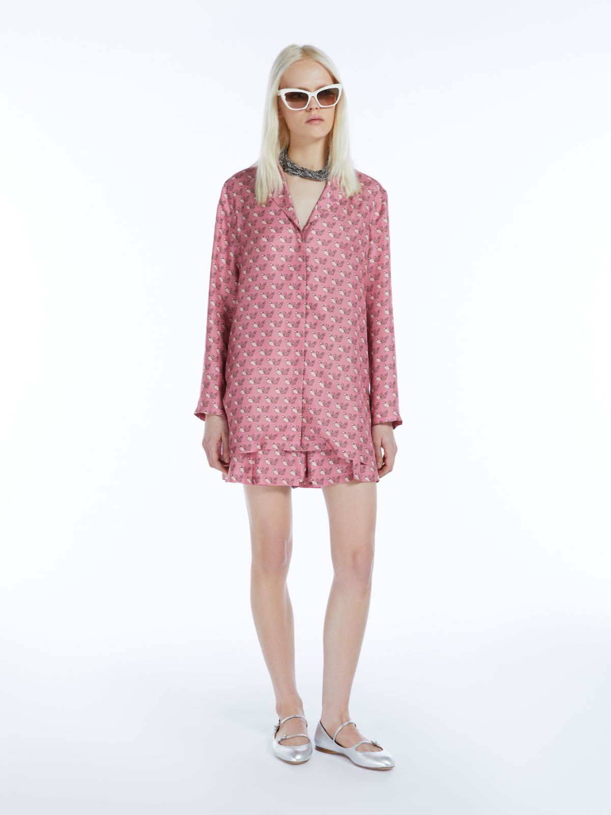 Printed silk twill shirt