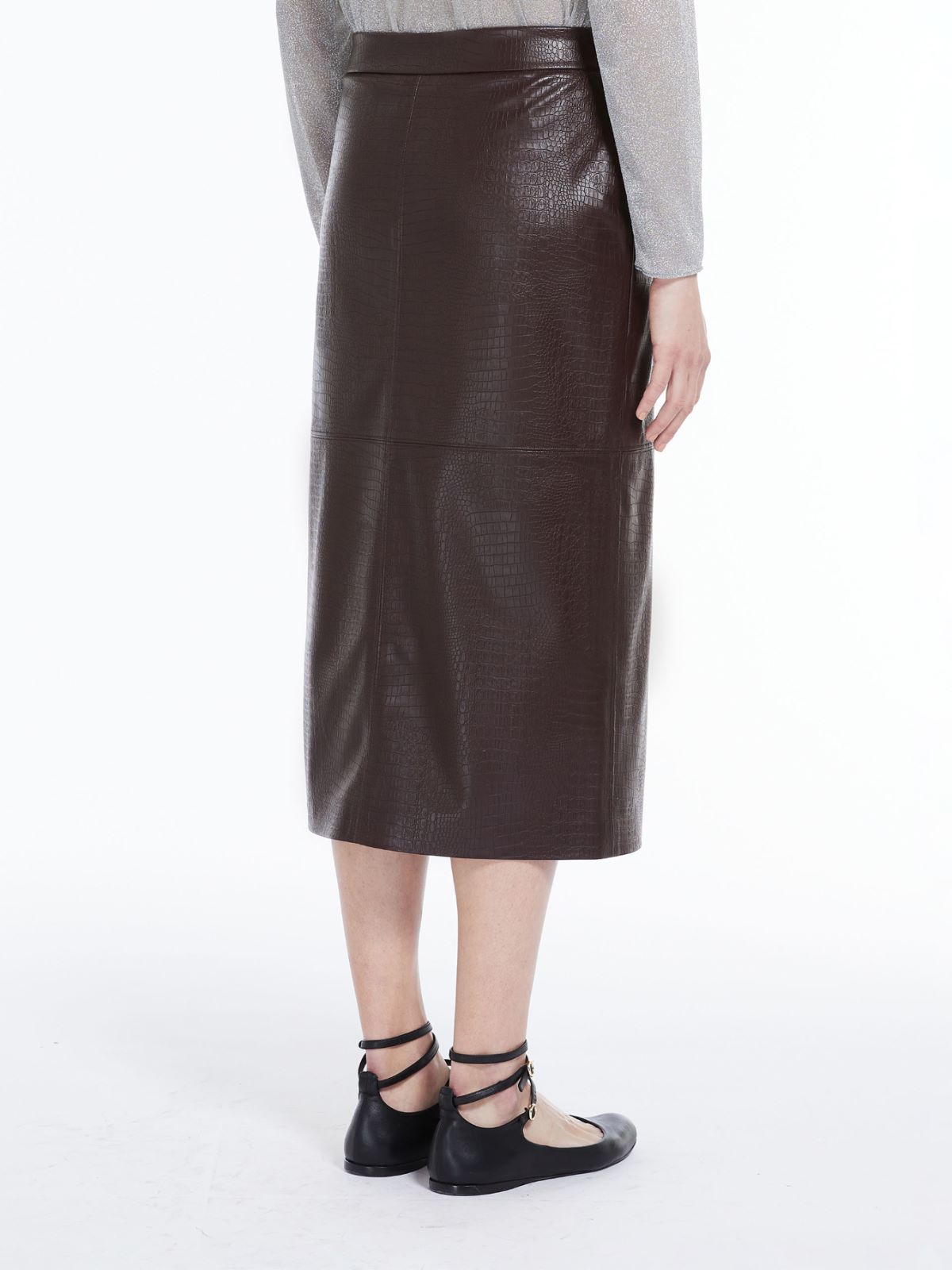 Crocodile-print jersey skirt