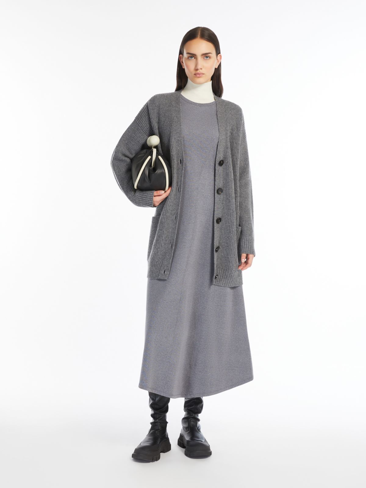 Oversized wool, viscose and cashmere cardigan