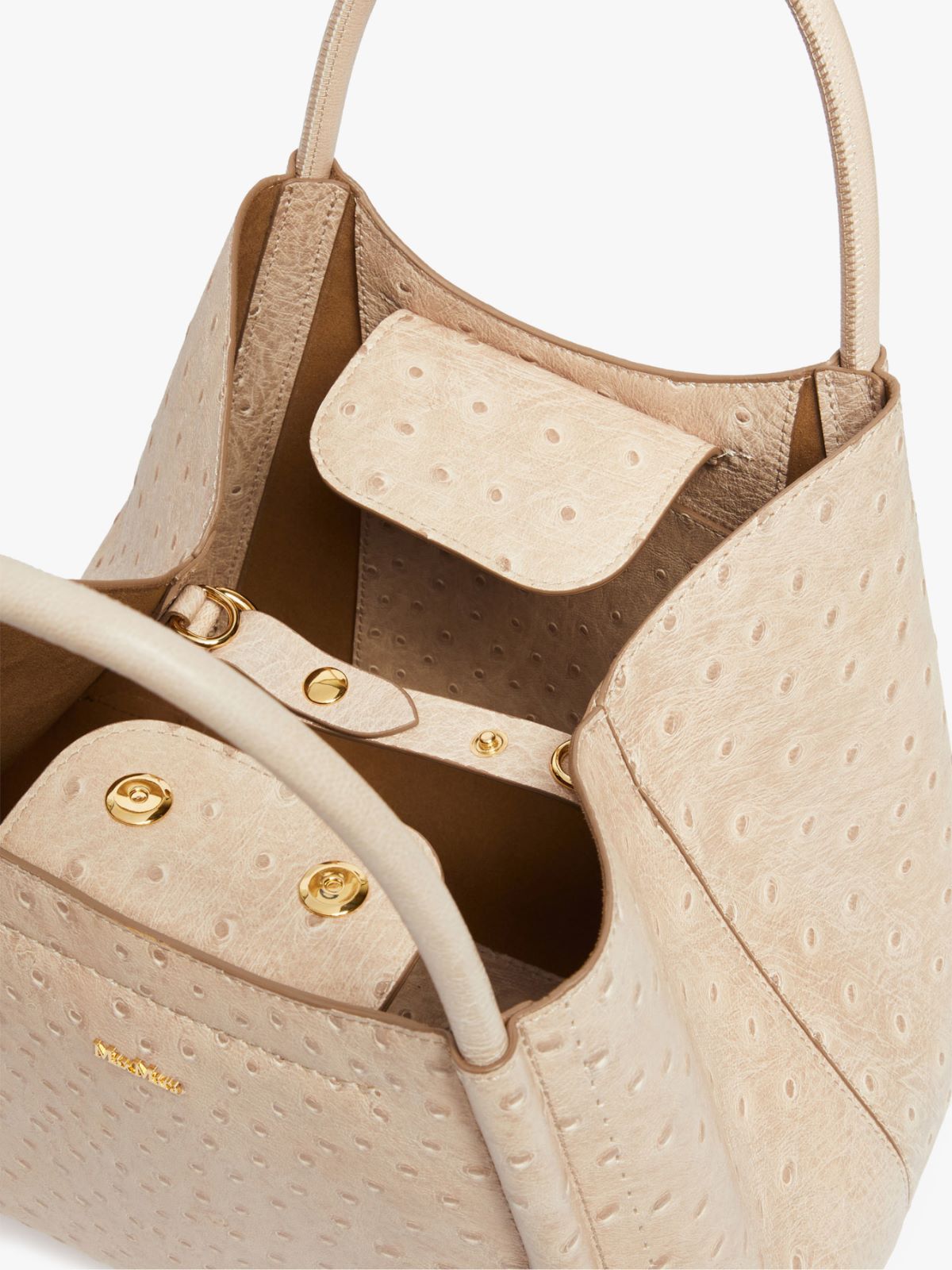 Small ostrich-print leather Marine Bag