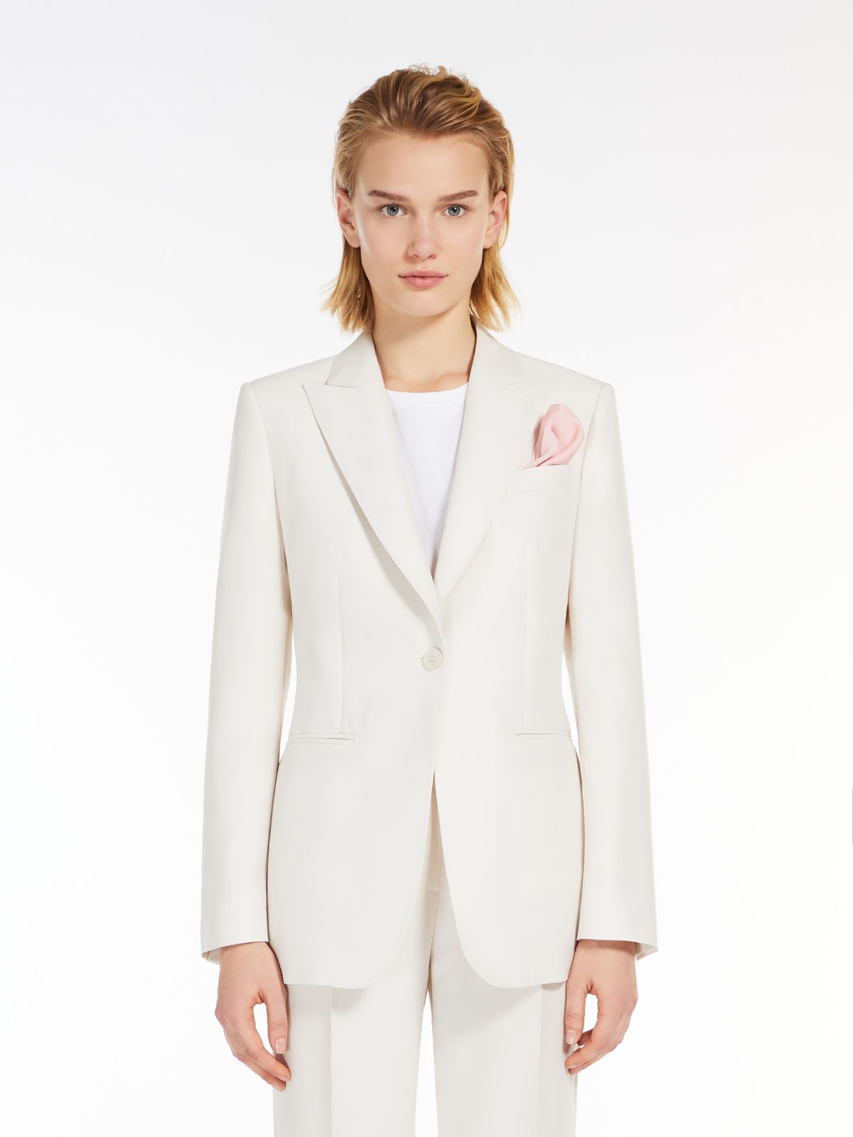 Wool and silk duchess satin blazer