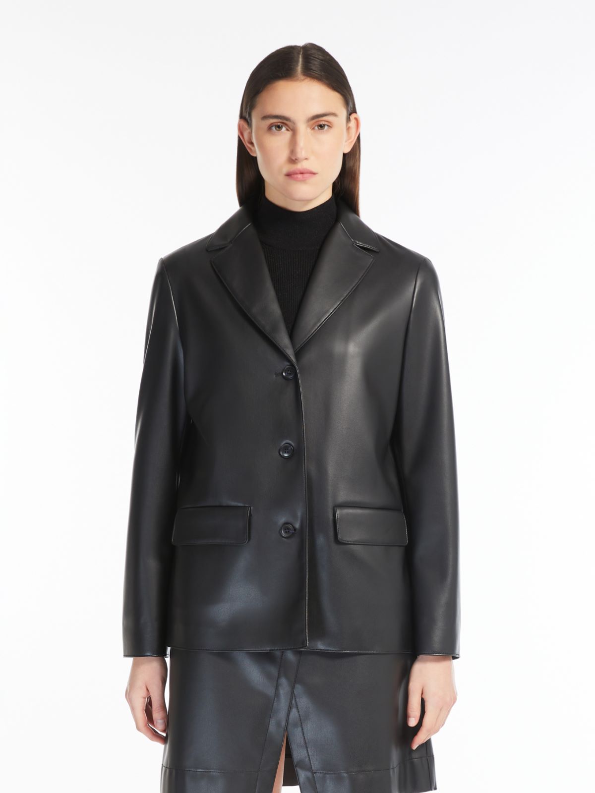 Coated jersey blazer