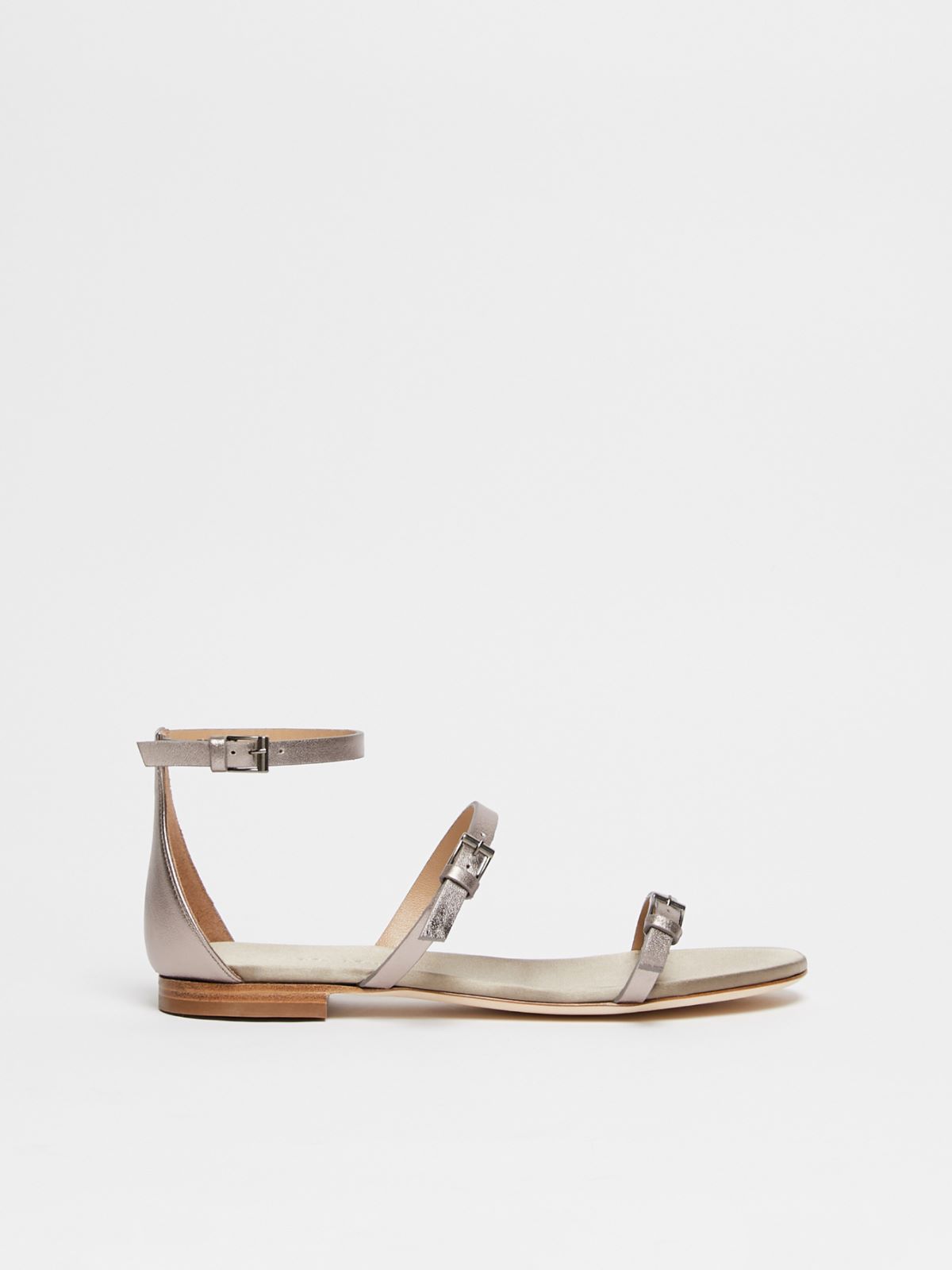 Metallic nappa leather flat sandals