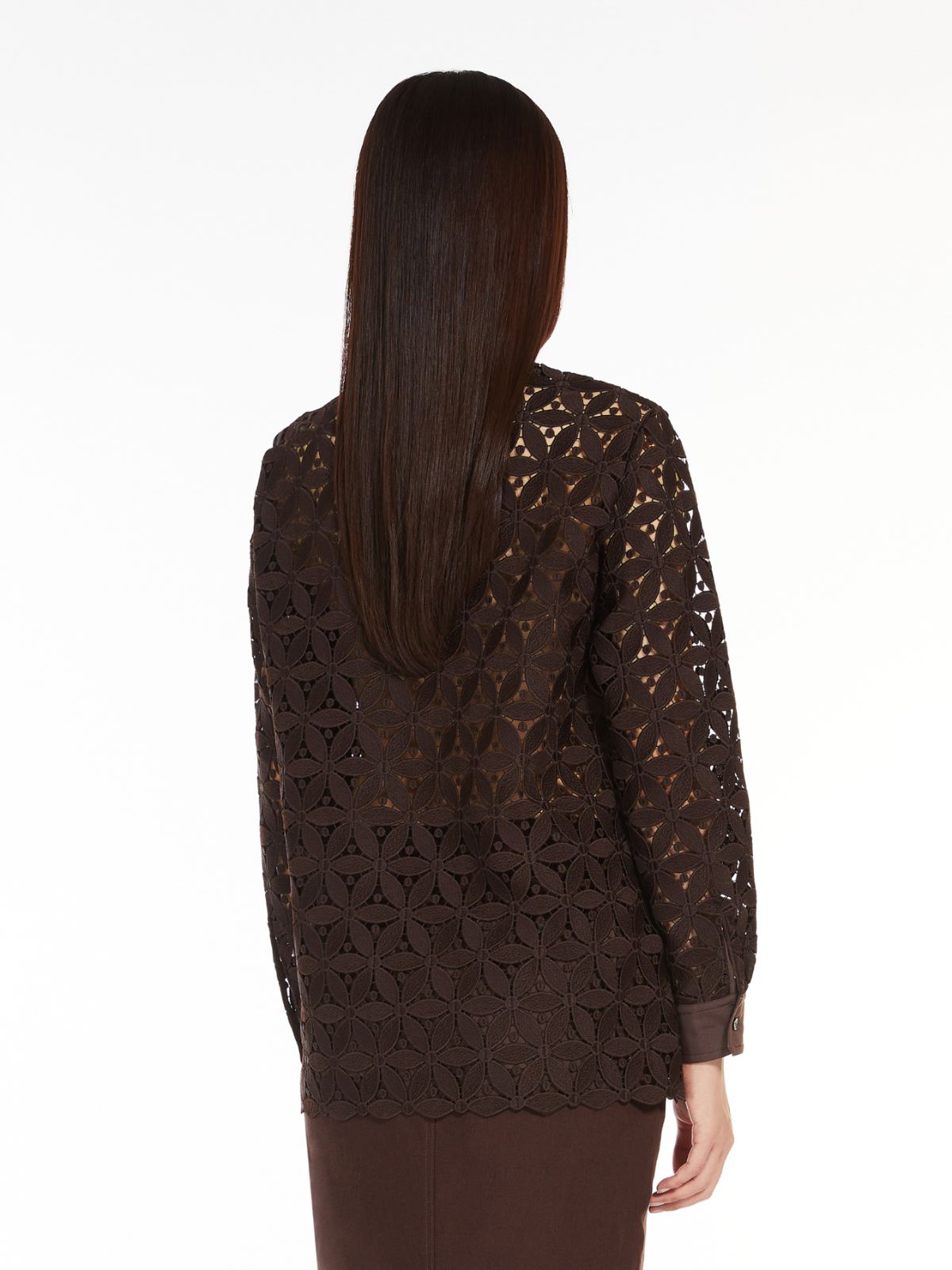 Macramé and poplin shirt