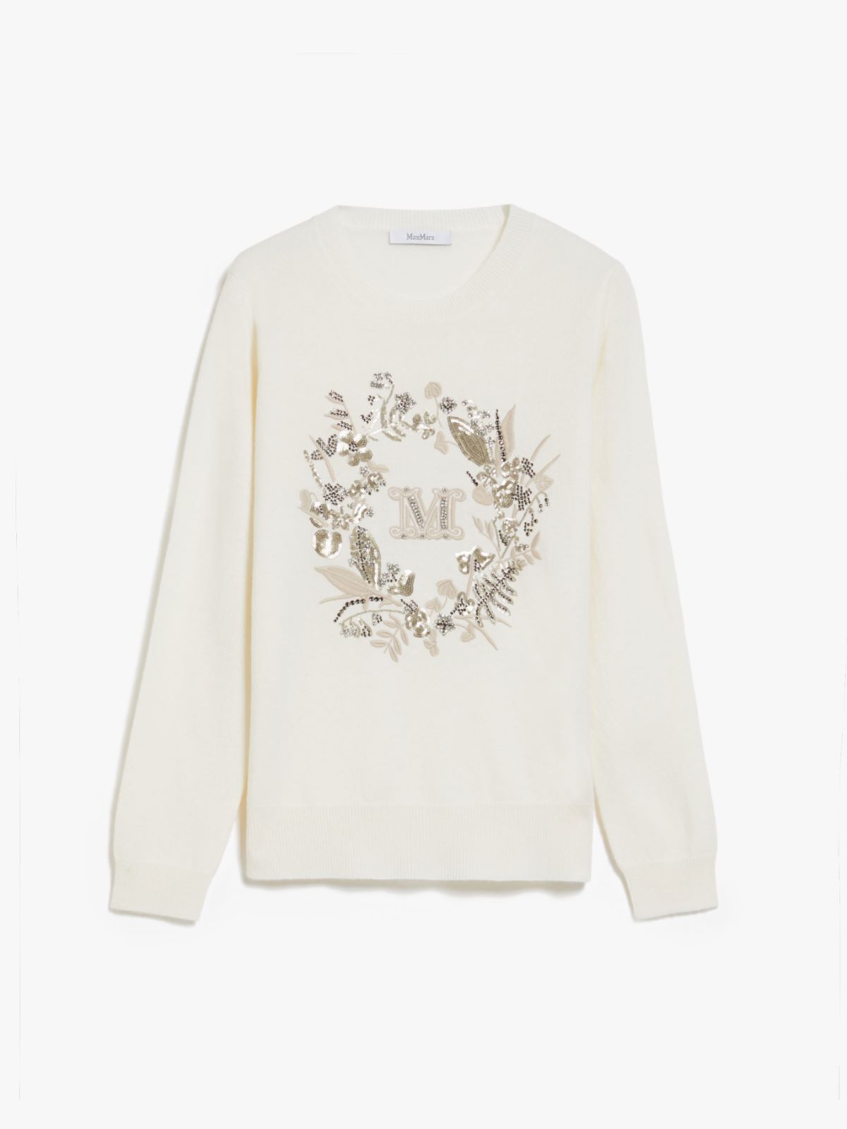 Embroidered wool and cashmere jumper