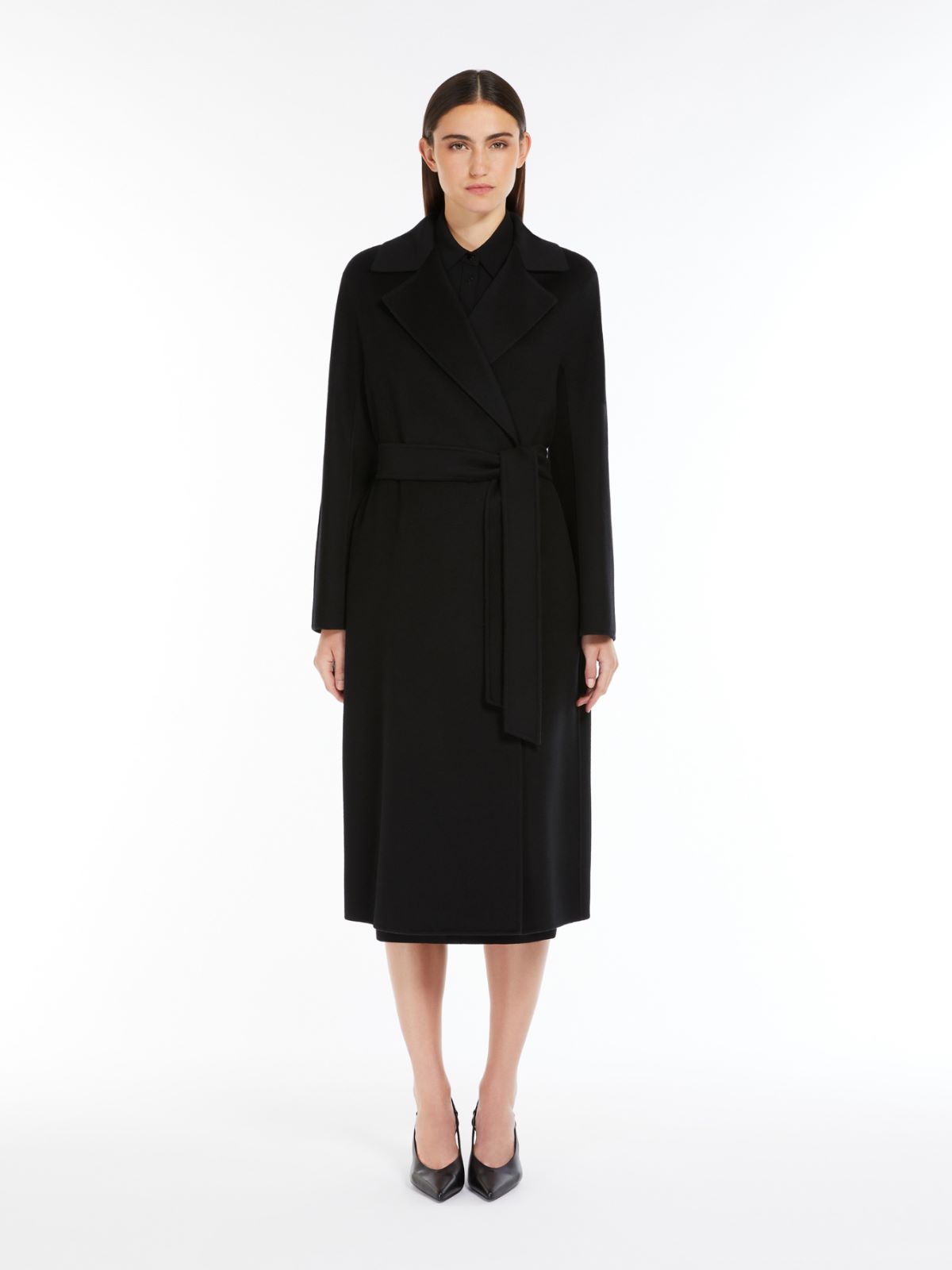 Wool, cashmere and silk wrap coat