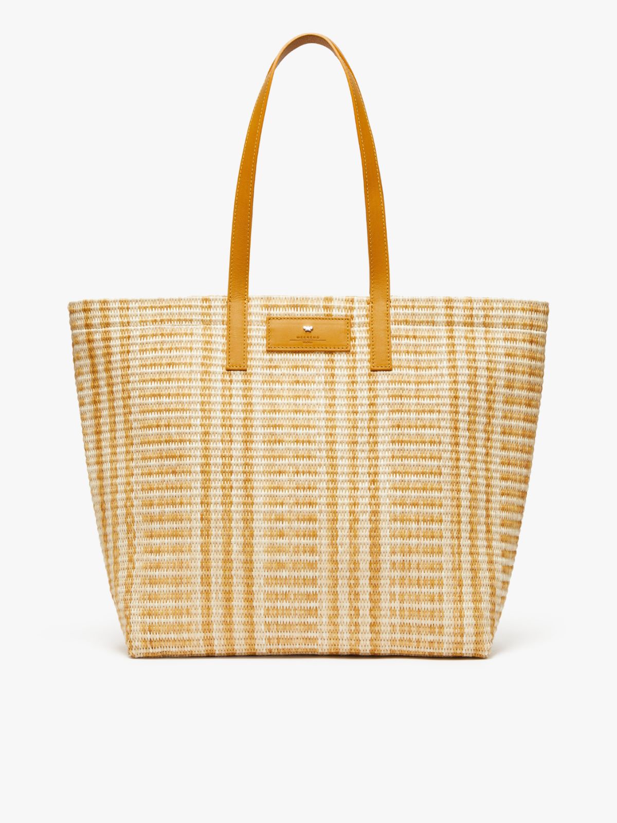 Raffia-look jacquard shopping tote
