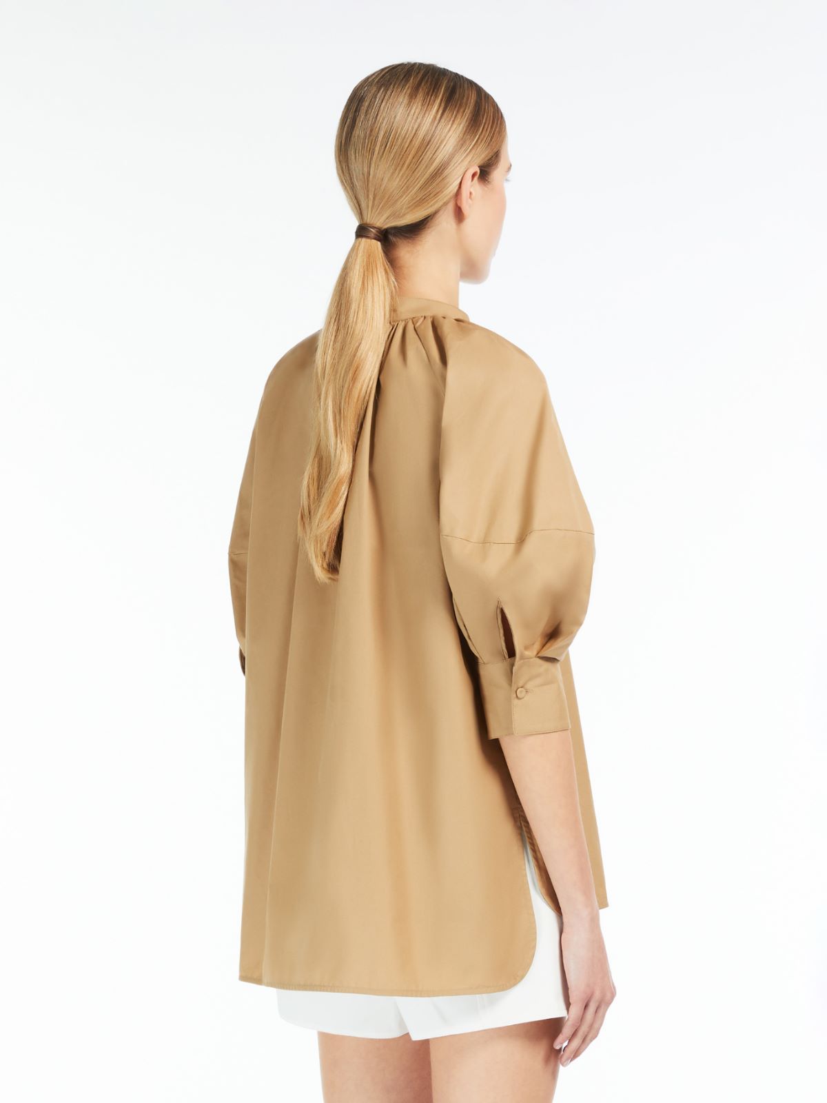 Cotton shirt with balloon sleeves