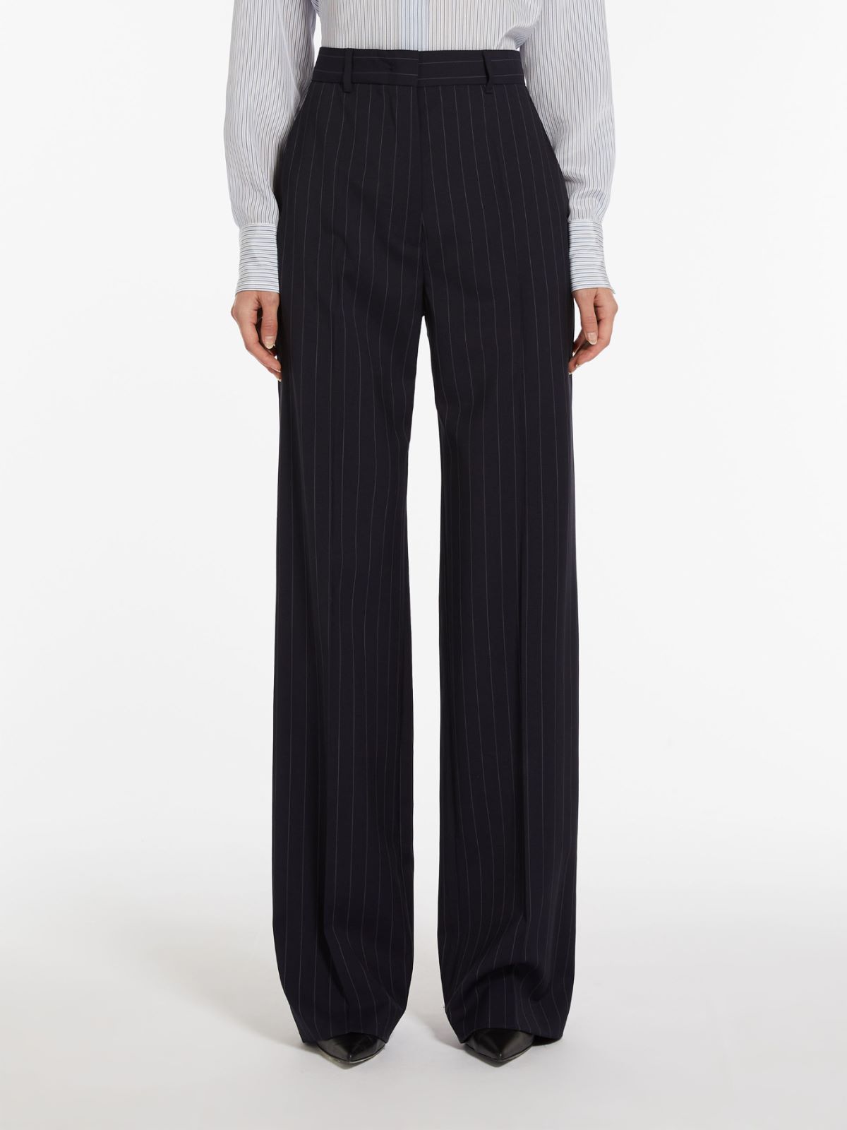 Pinstripe wool trousers