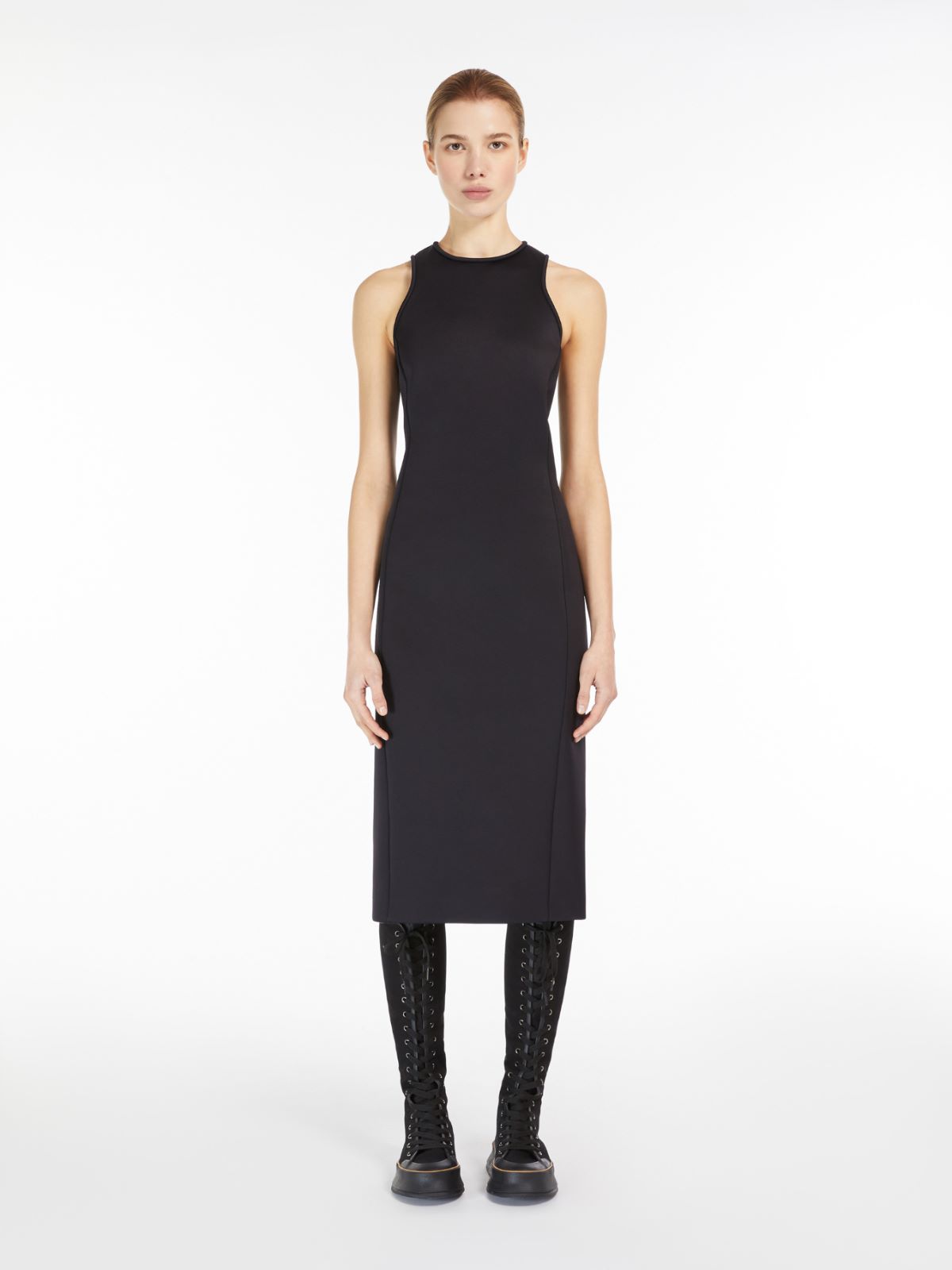 Pinstriped double jersey dress