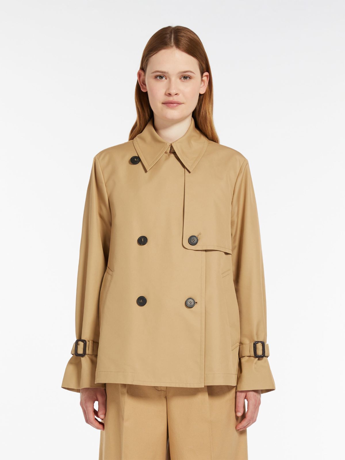 Water-repellent gabardine trench coat