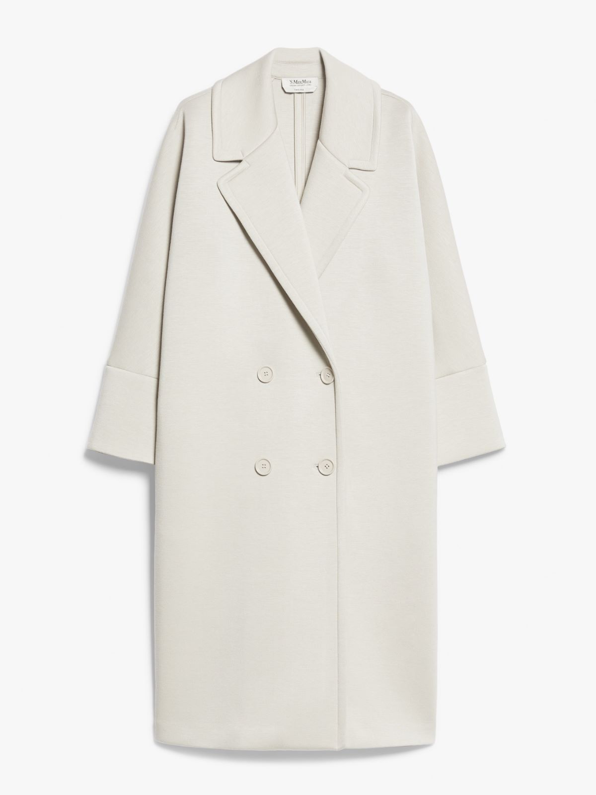 Double-breasted coat in scuba jersey