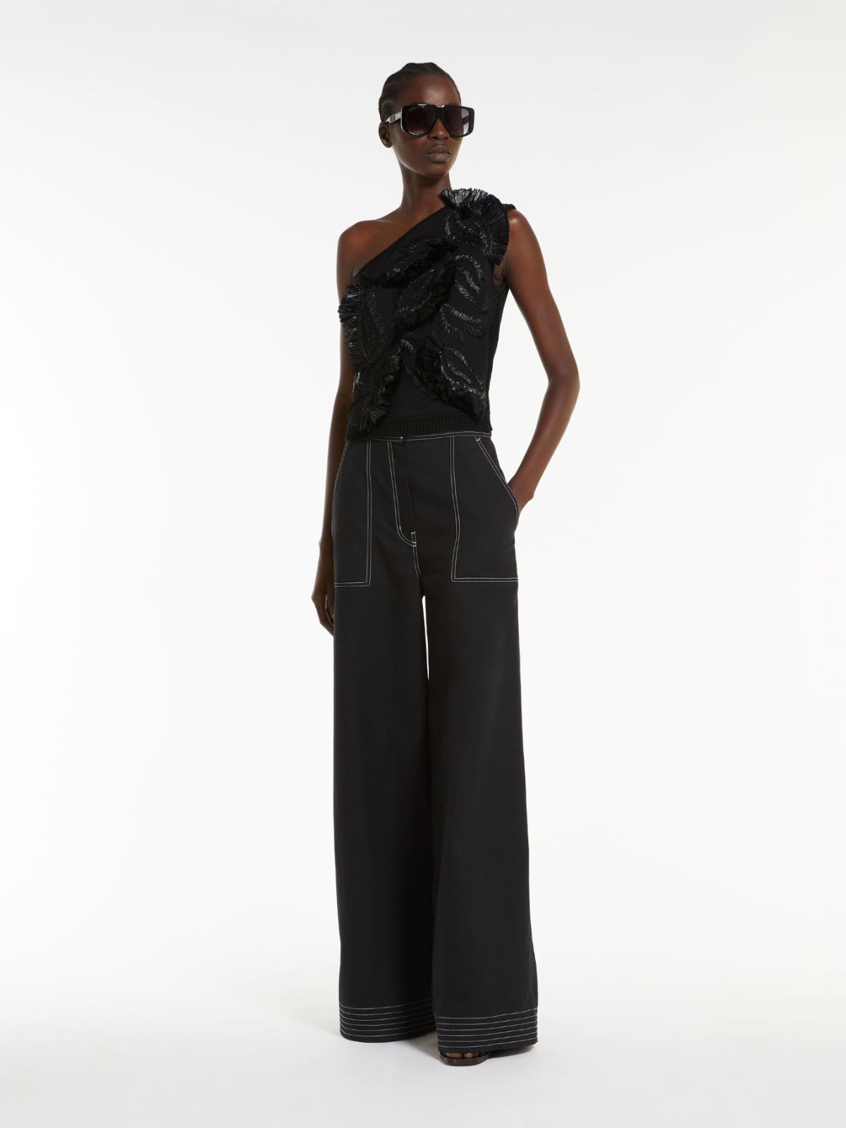 One-shoulder knit top