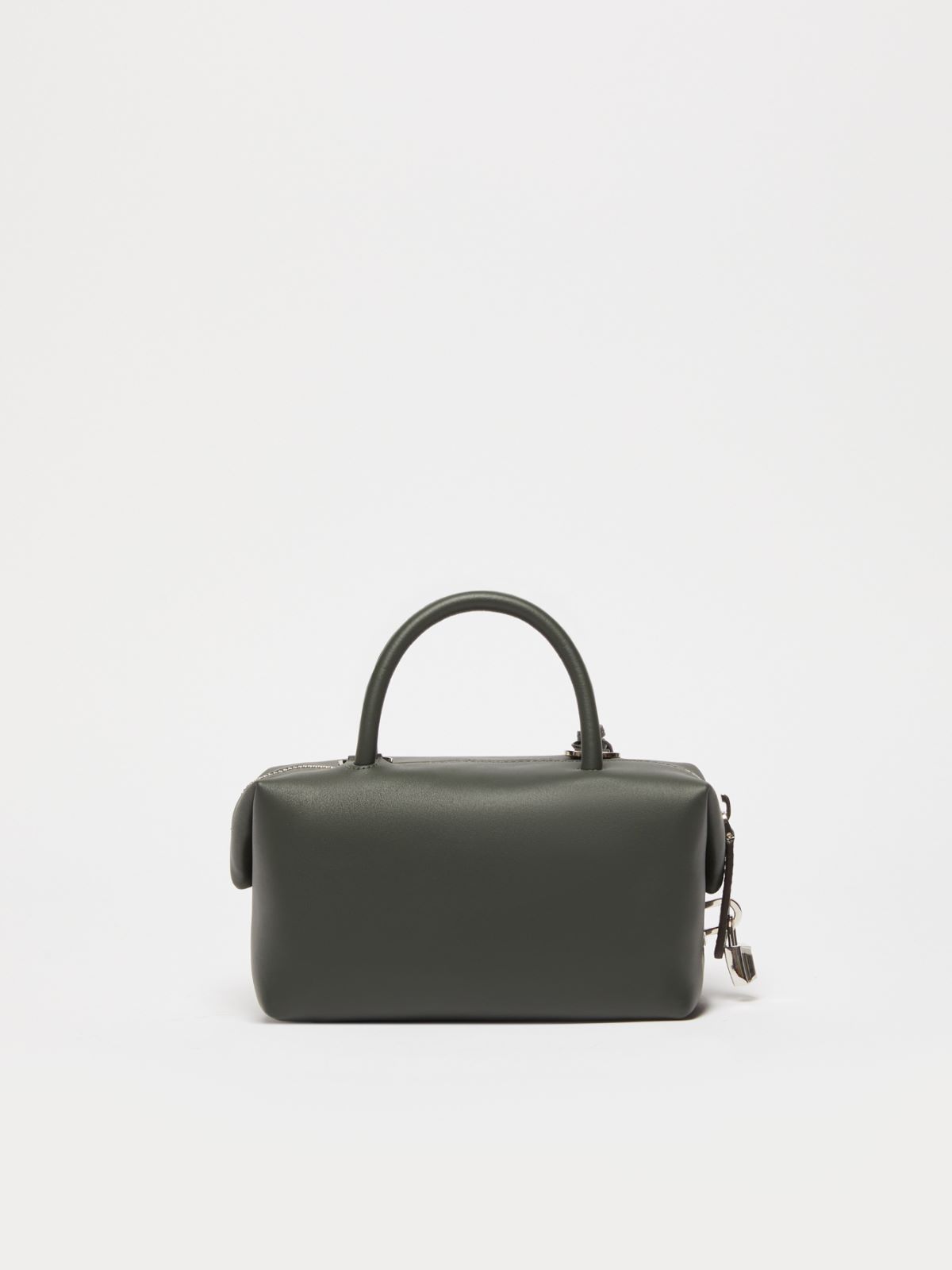 Small shiny leather satchel bag