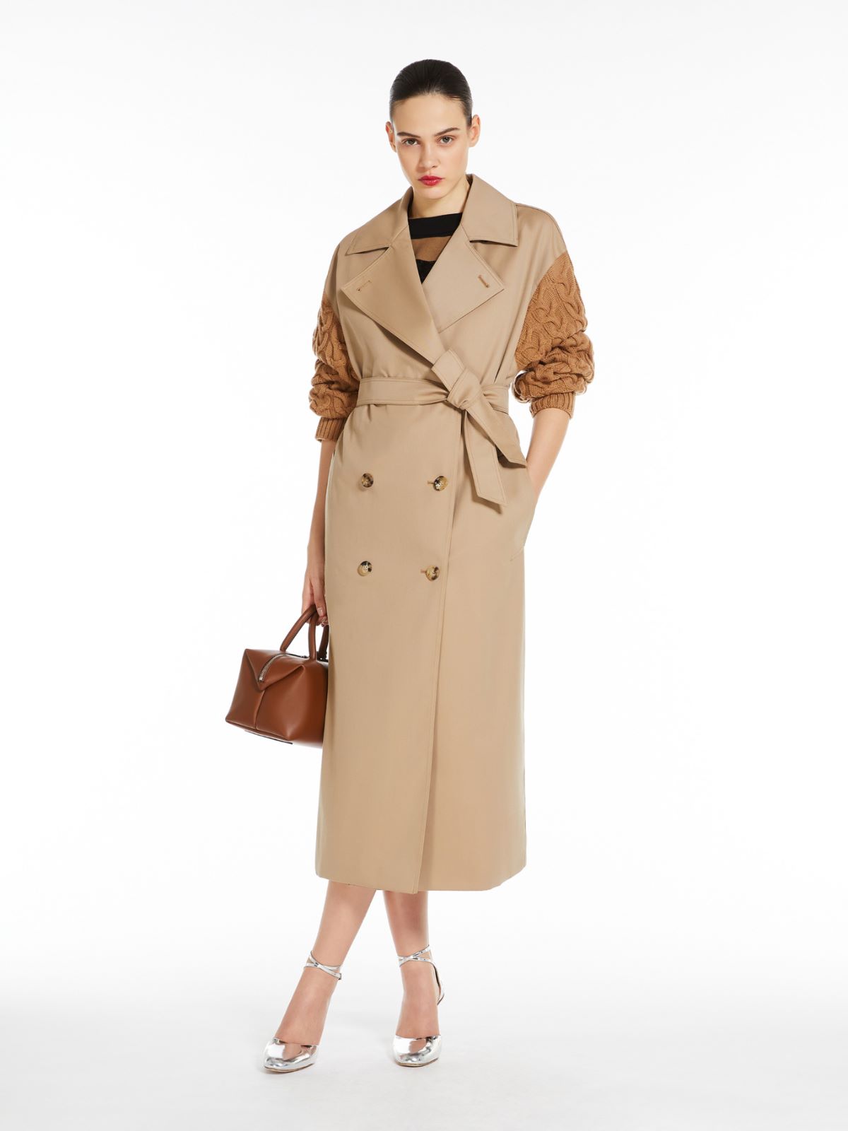 Water-repellent gabardine trench coat