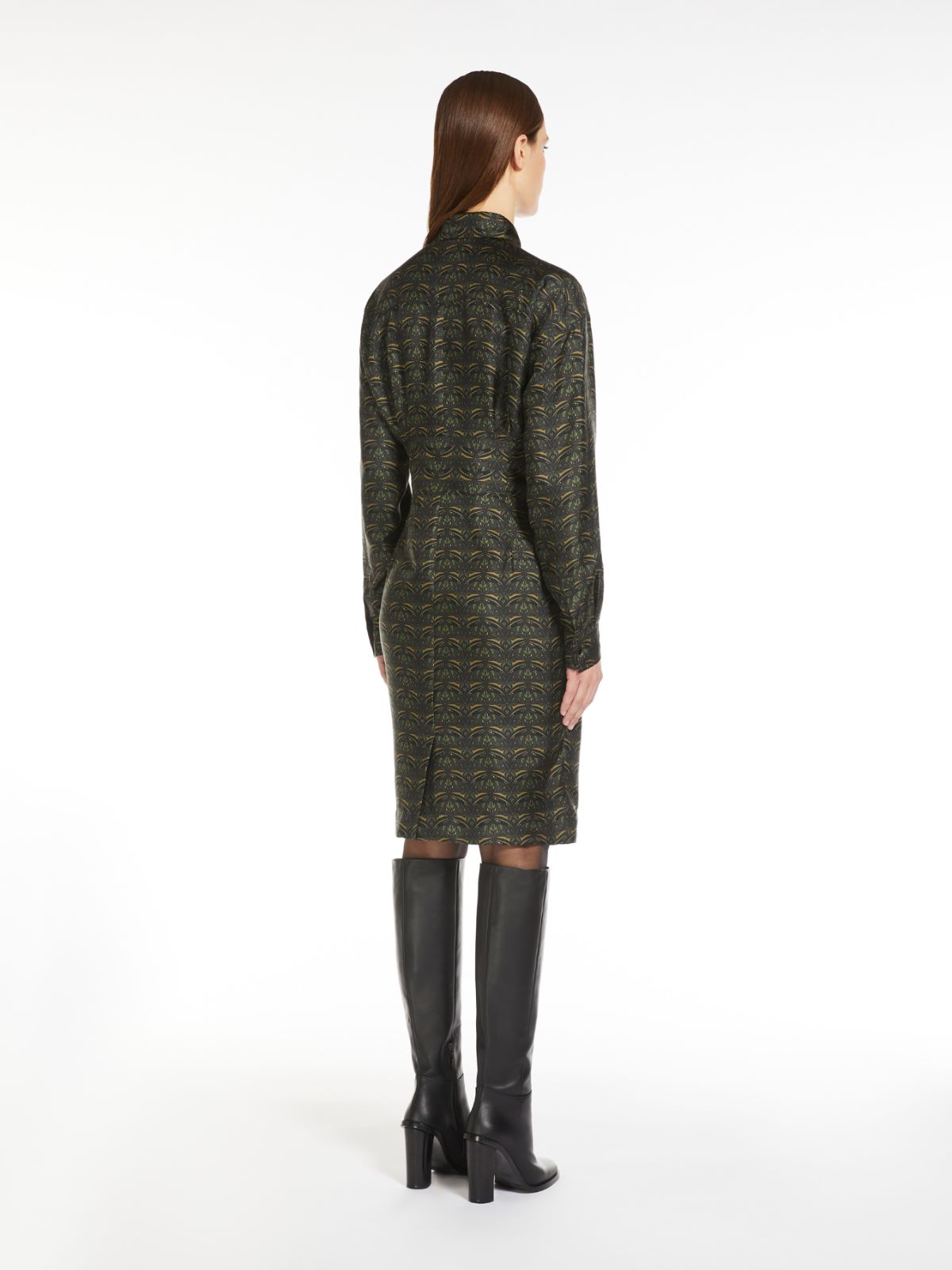 Printed silk shirt dress