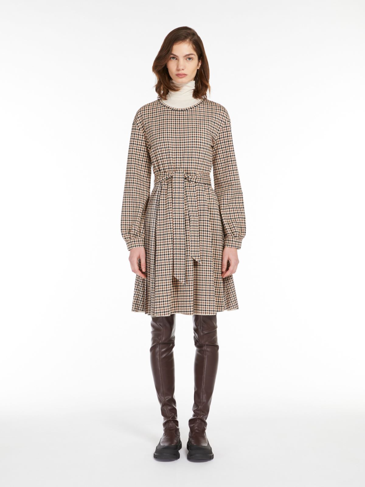 Fit-and-flare printed jersey dress