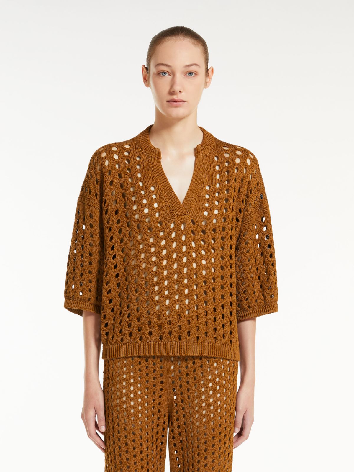 Mesh boxy jumper in cotton