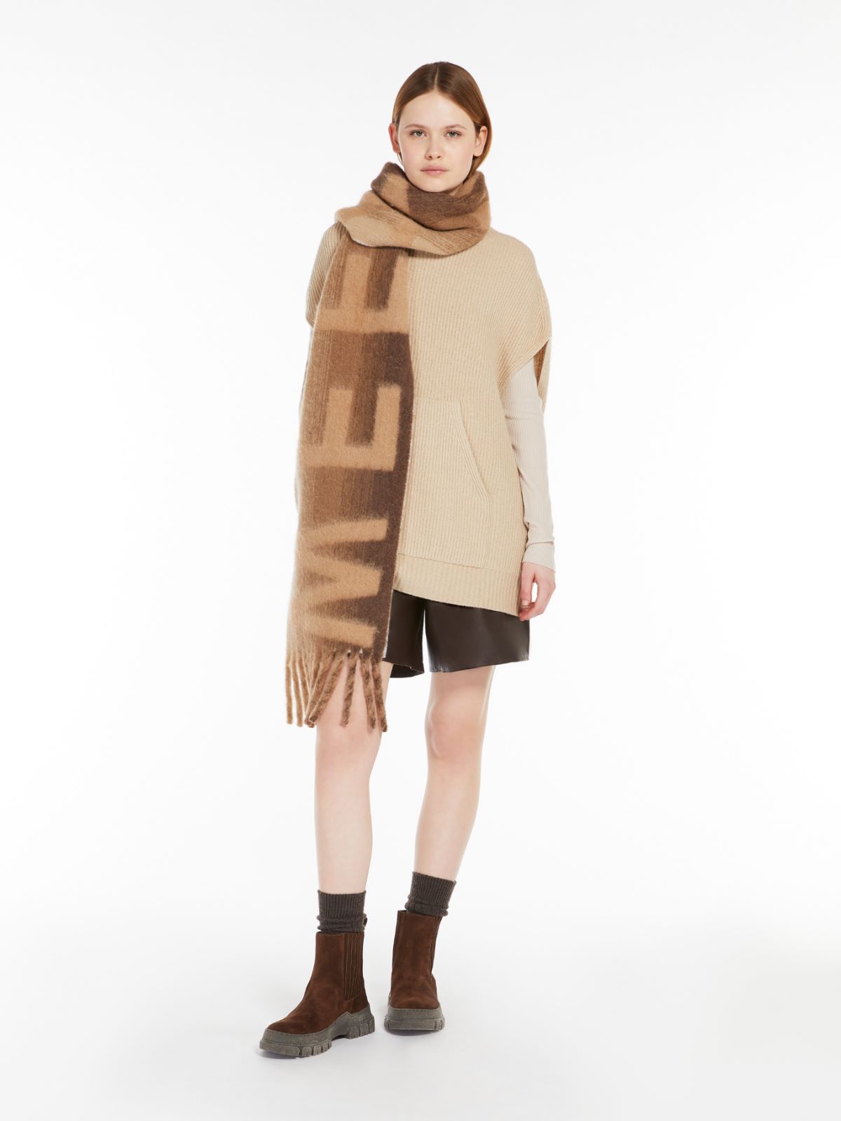 Rib-knit cape