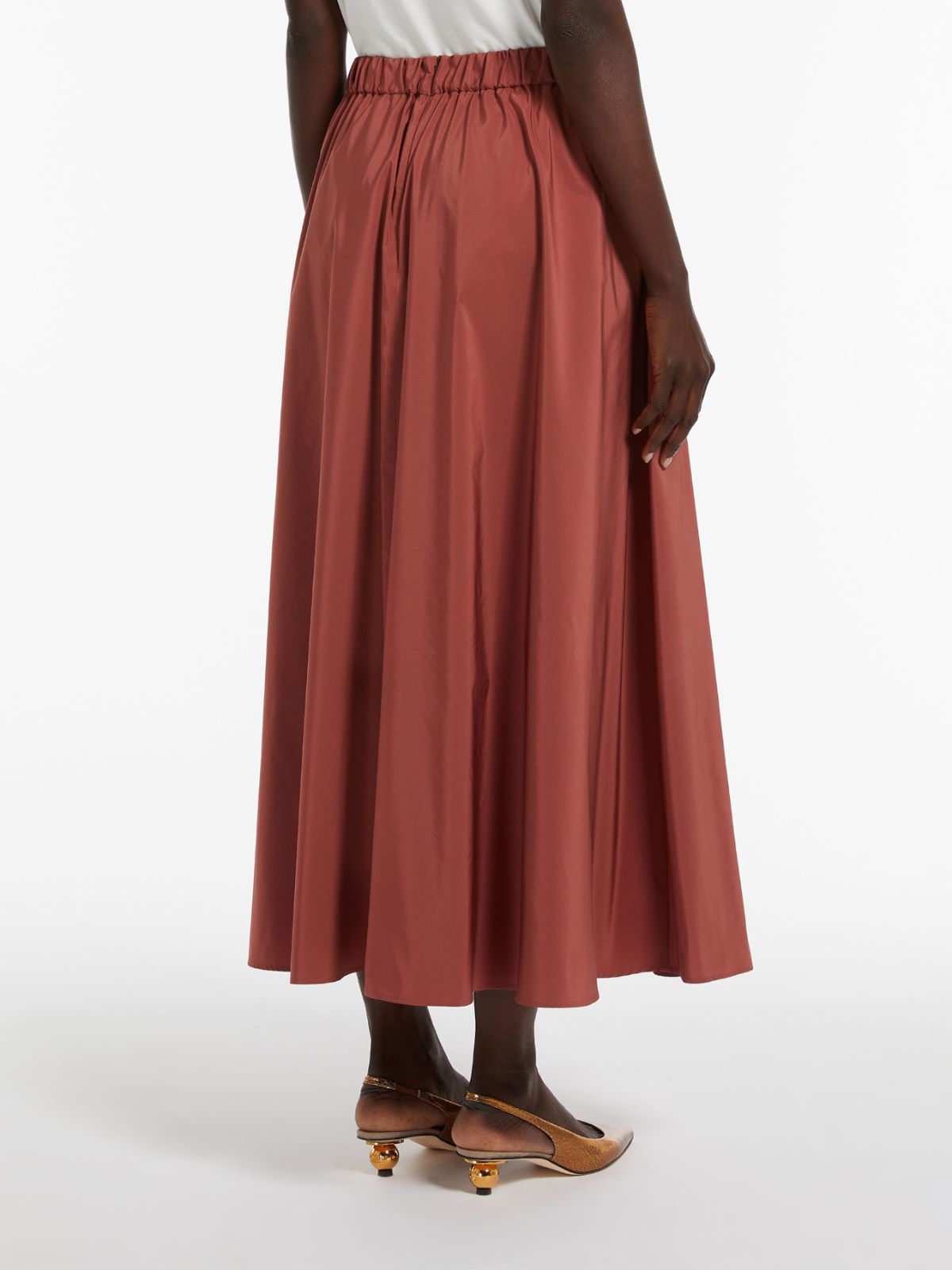 Flared cotton-blend taffeta skirt