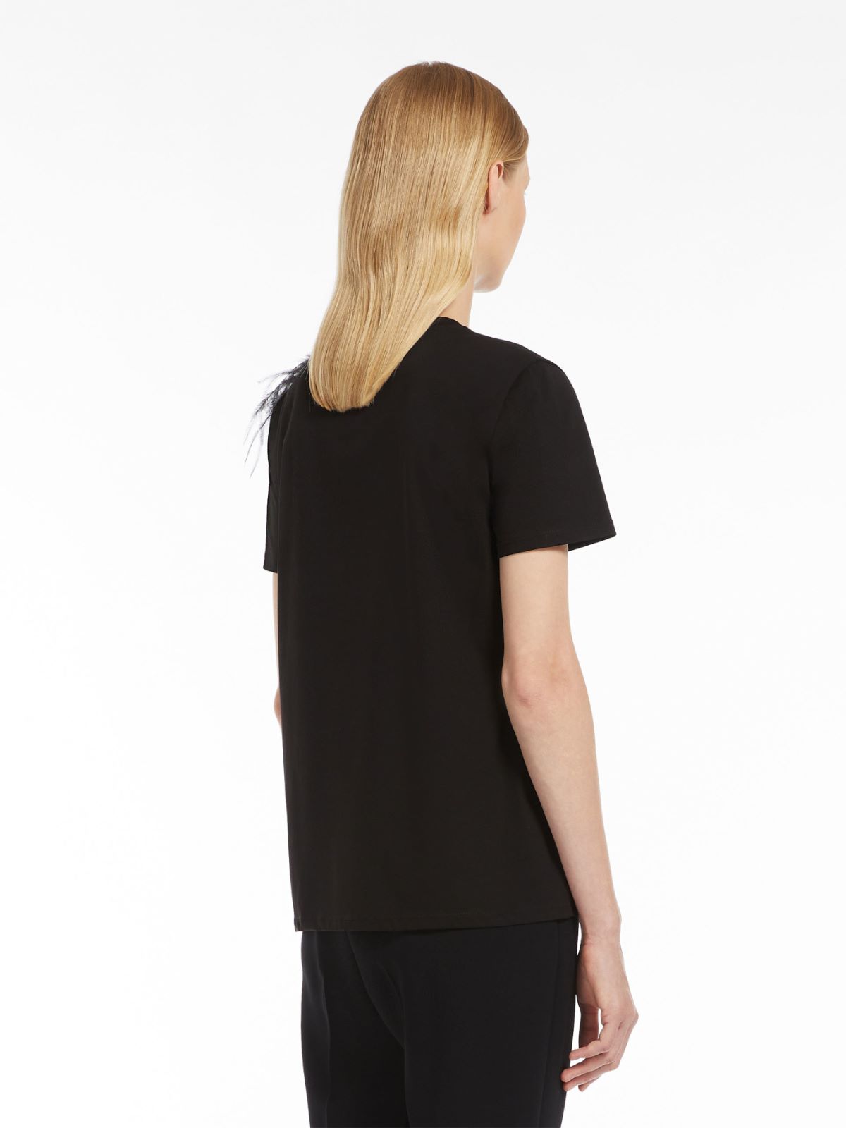 Feather-detail jersey T-shirt