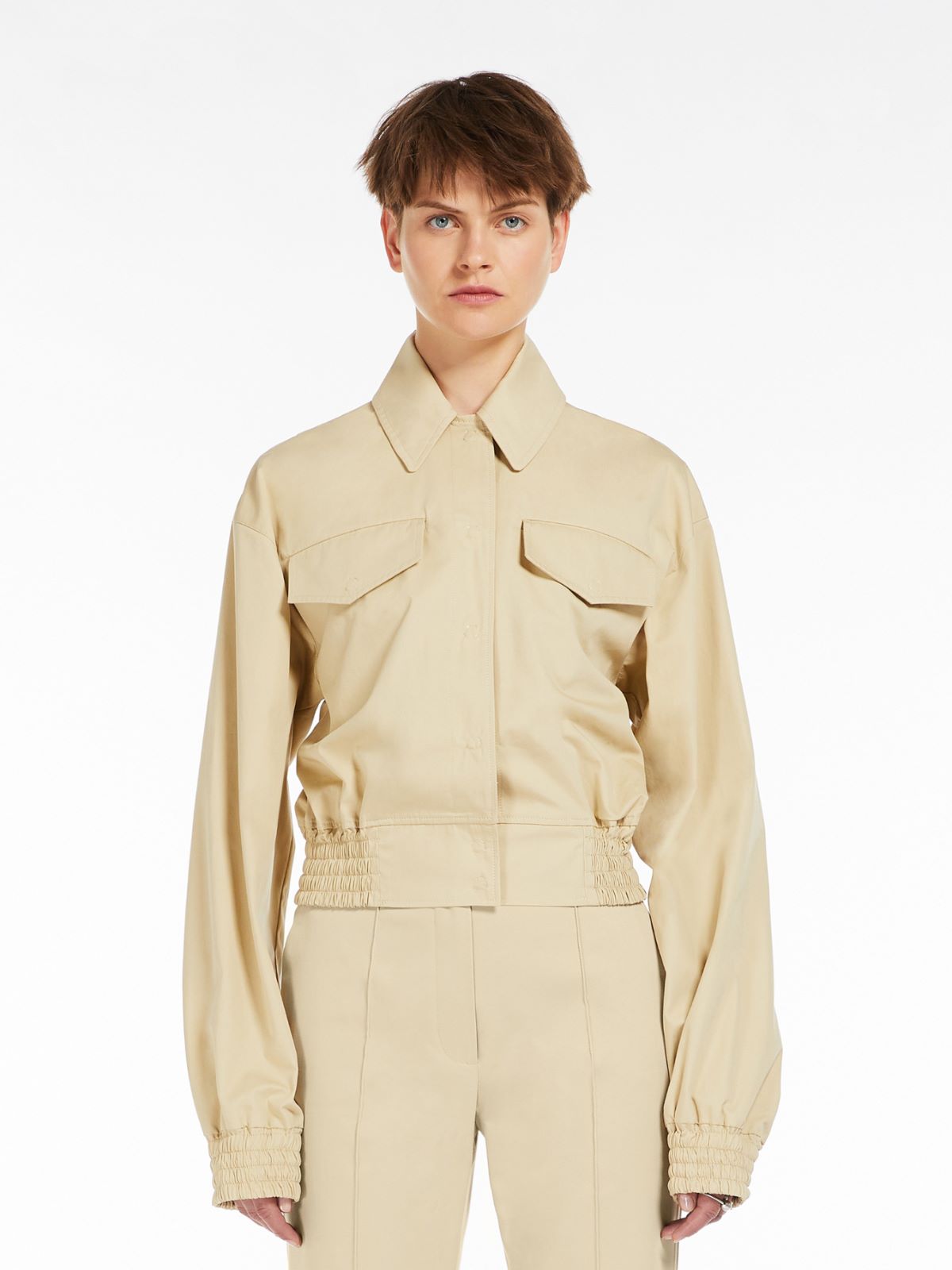 Washed cotton bomber jacket