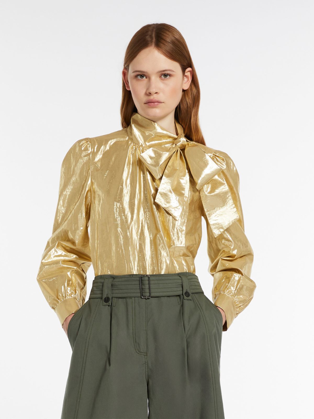 Taffeta pussy-bow shirt