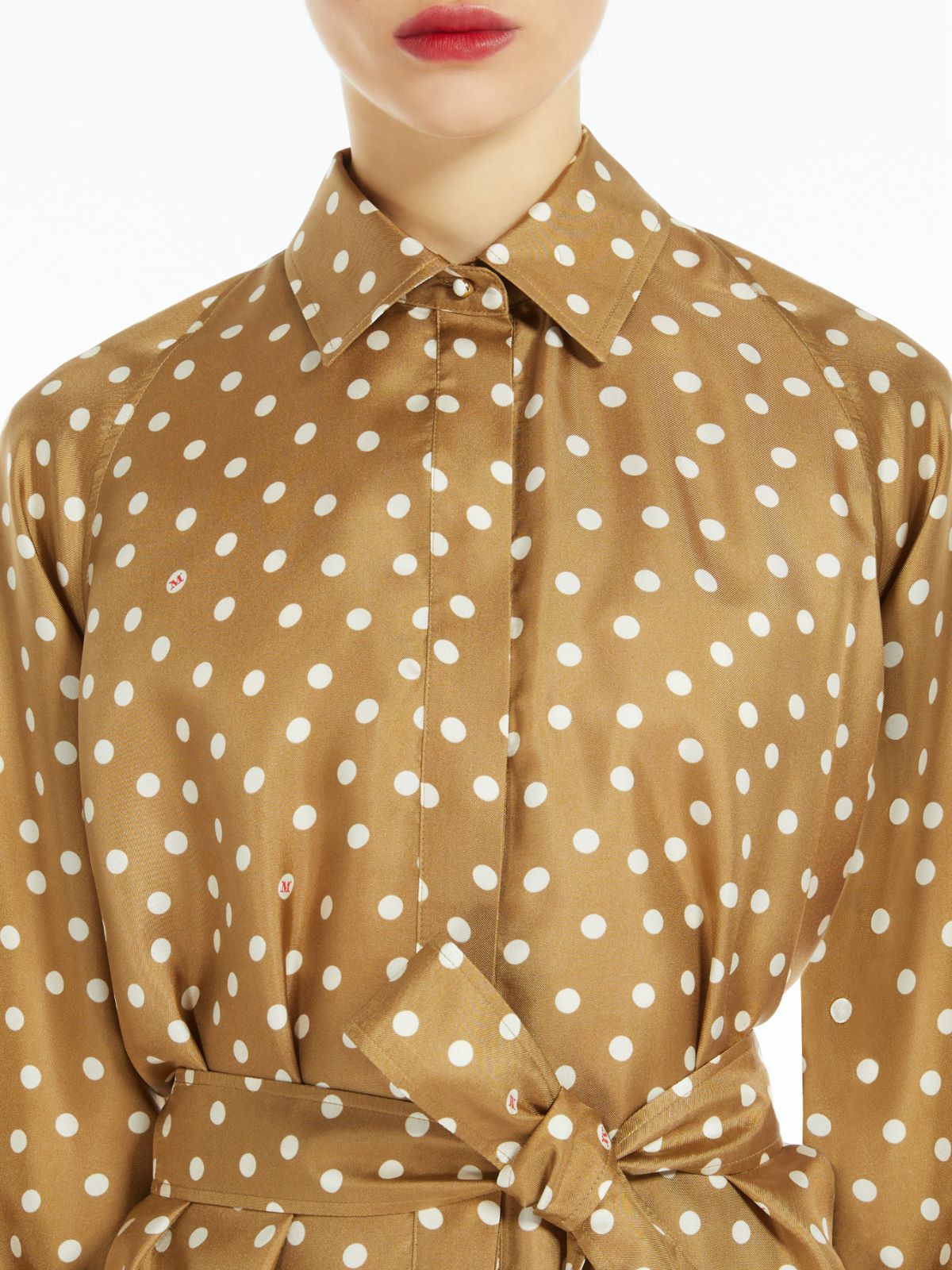 Printed silk shirt dress