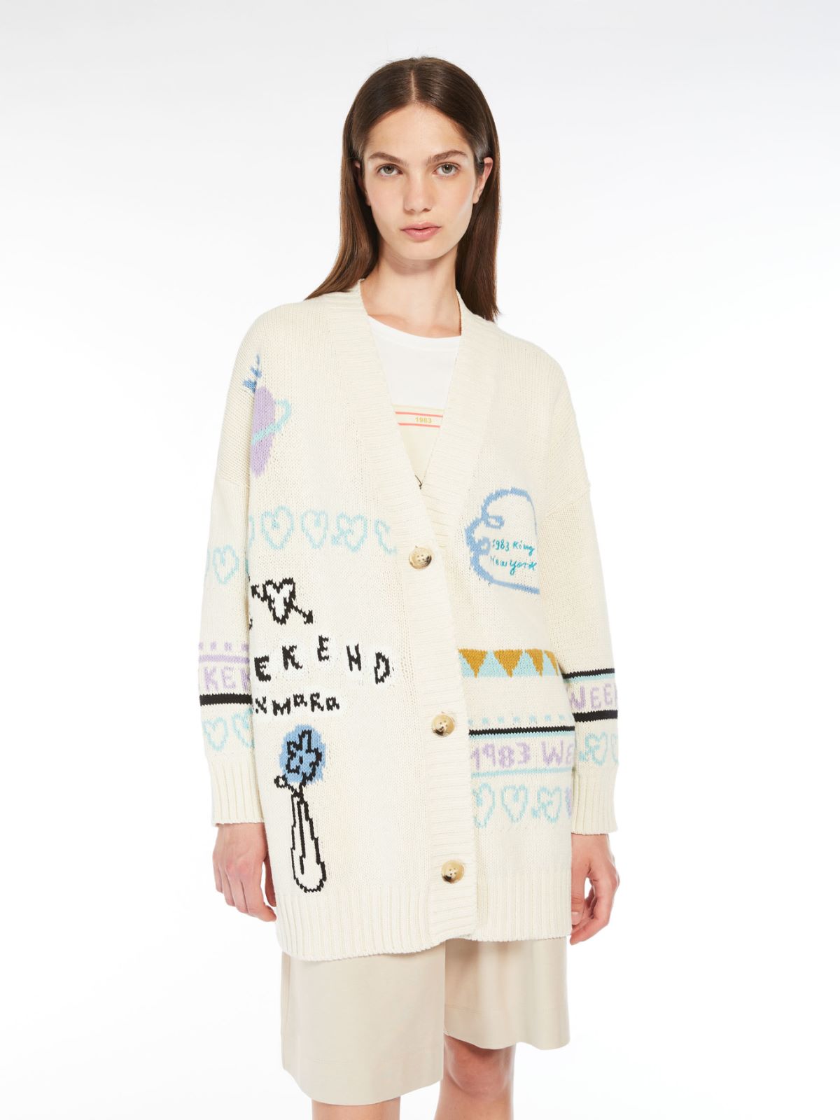 Oversized jacquard cotton cardigan