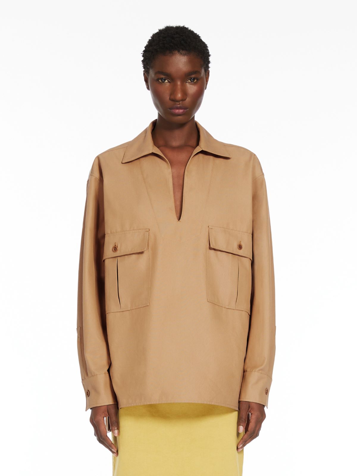 Cotton canvas oversized blouse