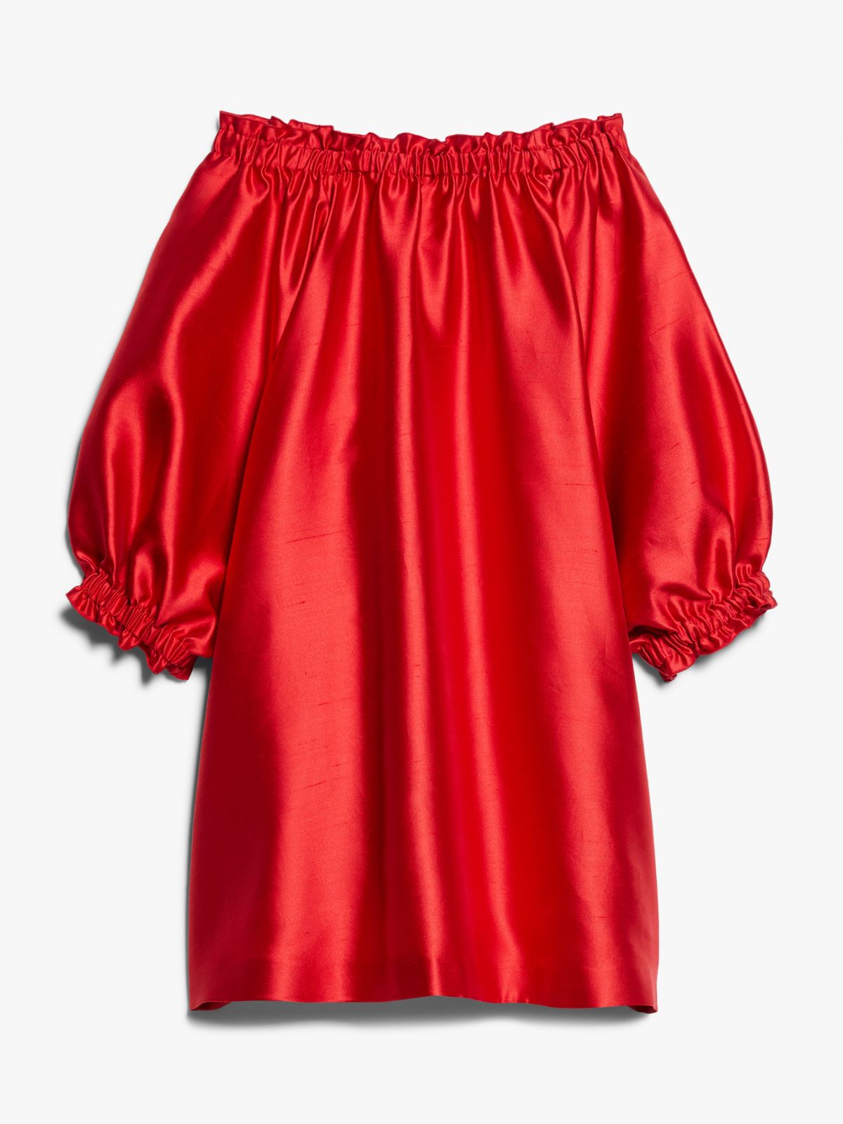 Short dress in silk-blend shantung