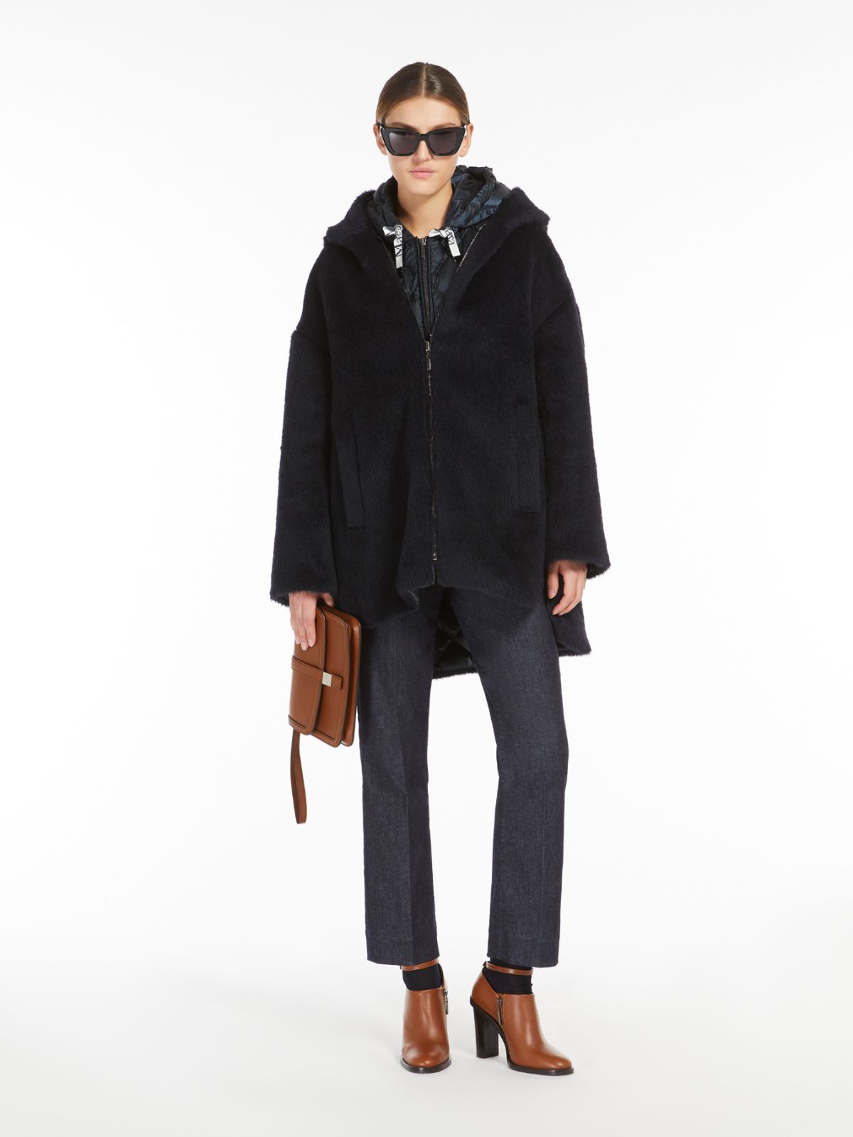 Reversible alpaca and wool down jacket