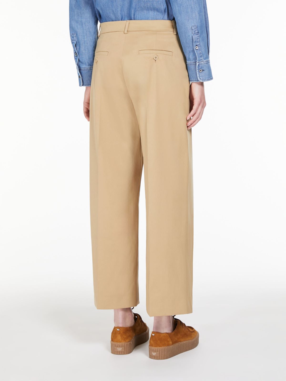 Cotton satin cropped trousers