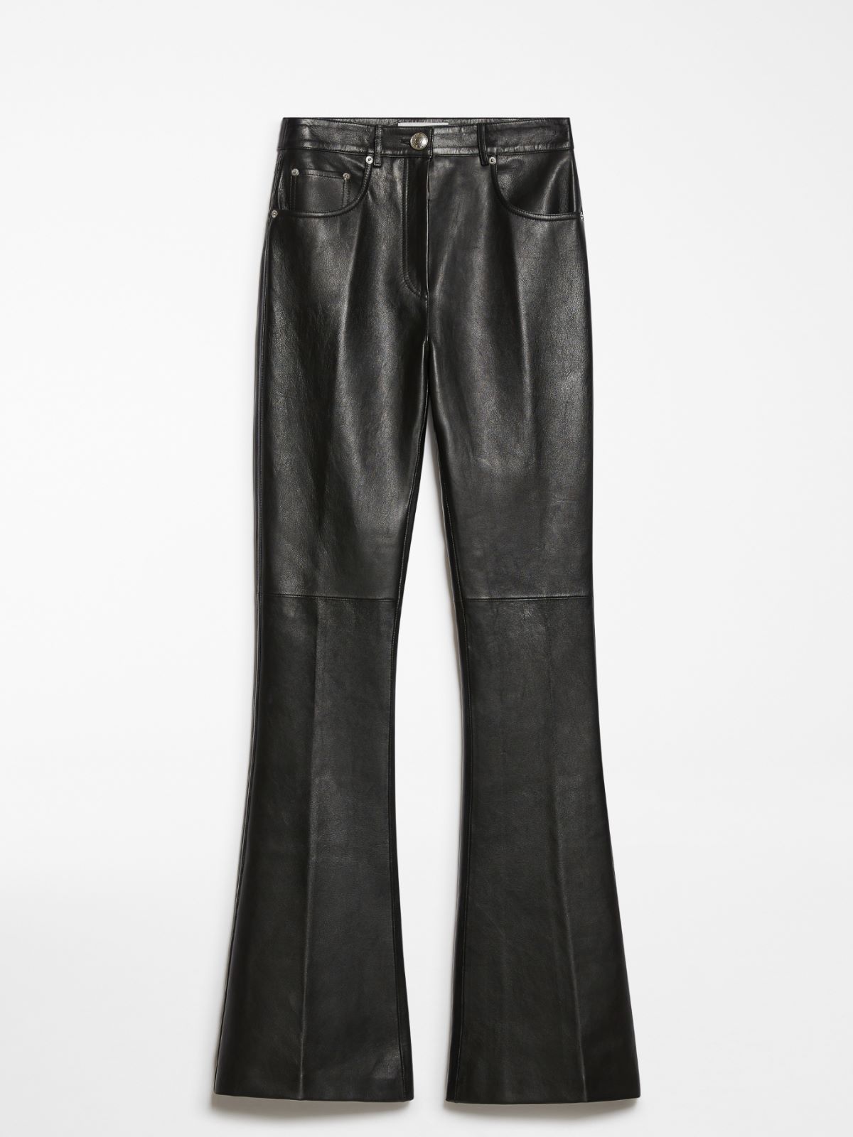 Flared 5-pocket Nappa leather trousers