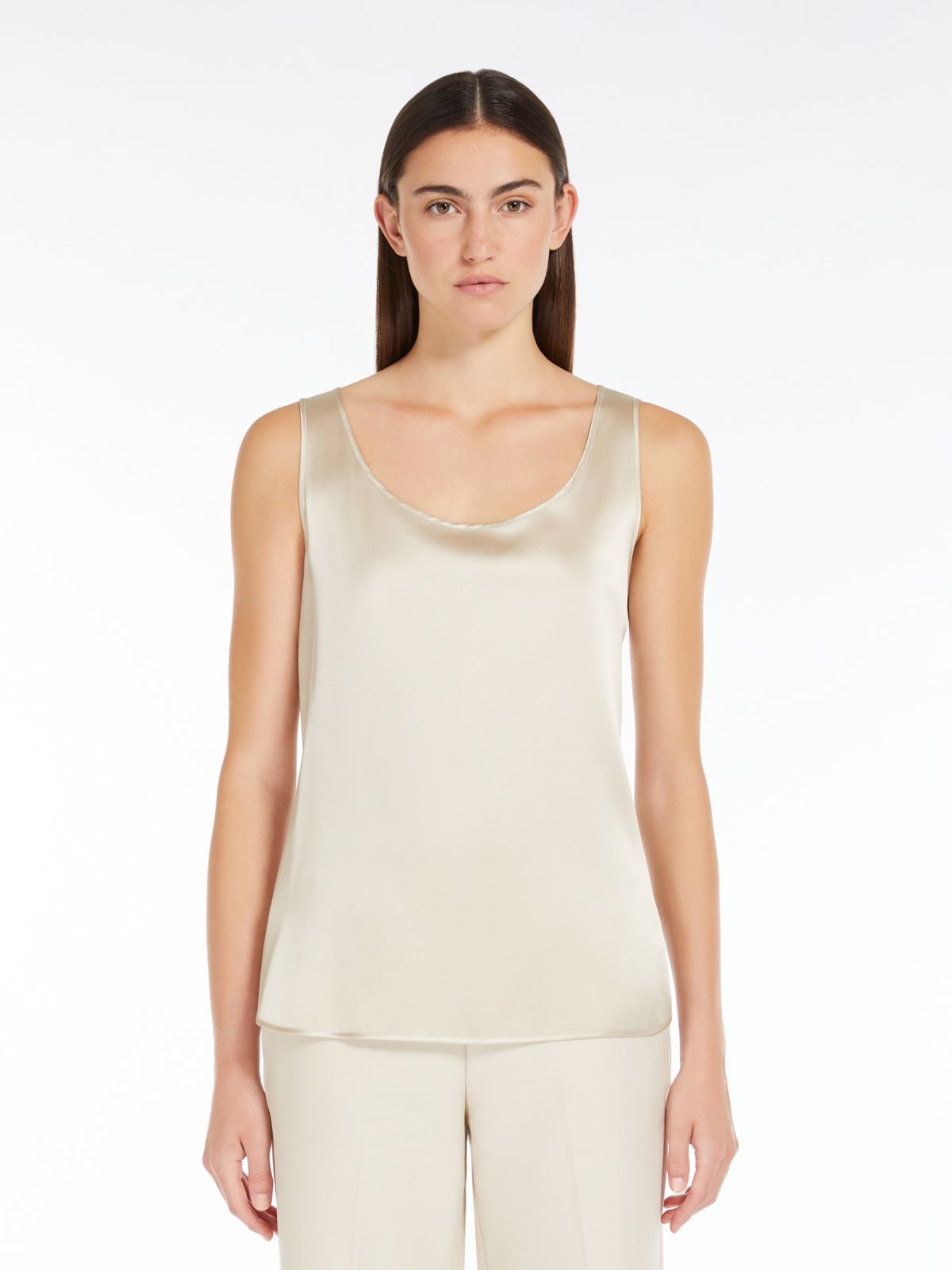 Stretch silk satin top