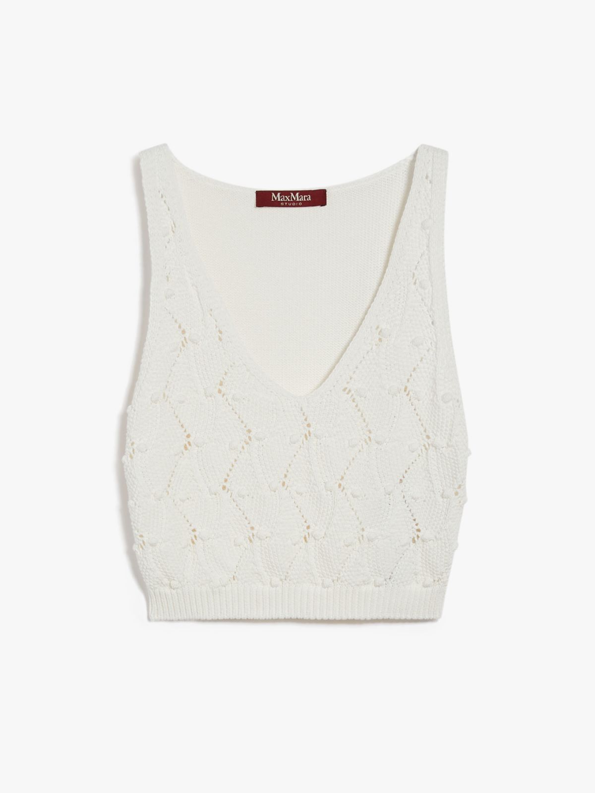 Patterned cotton-blend crop top