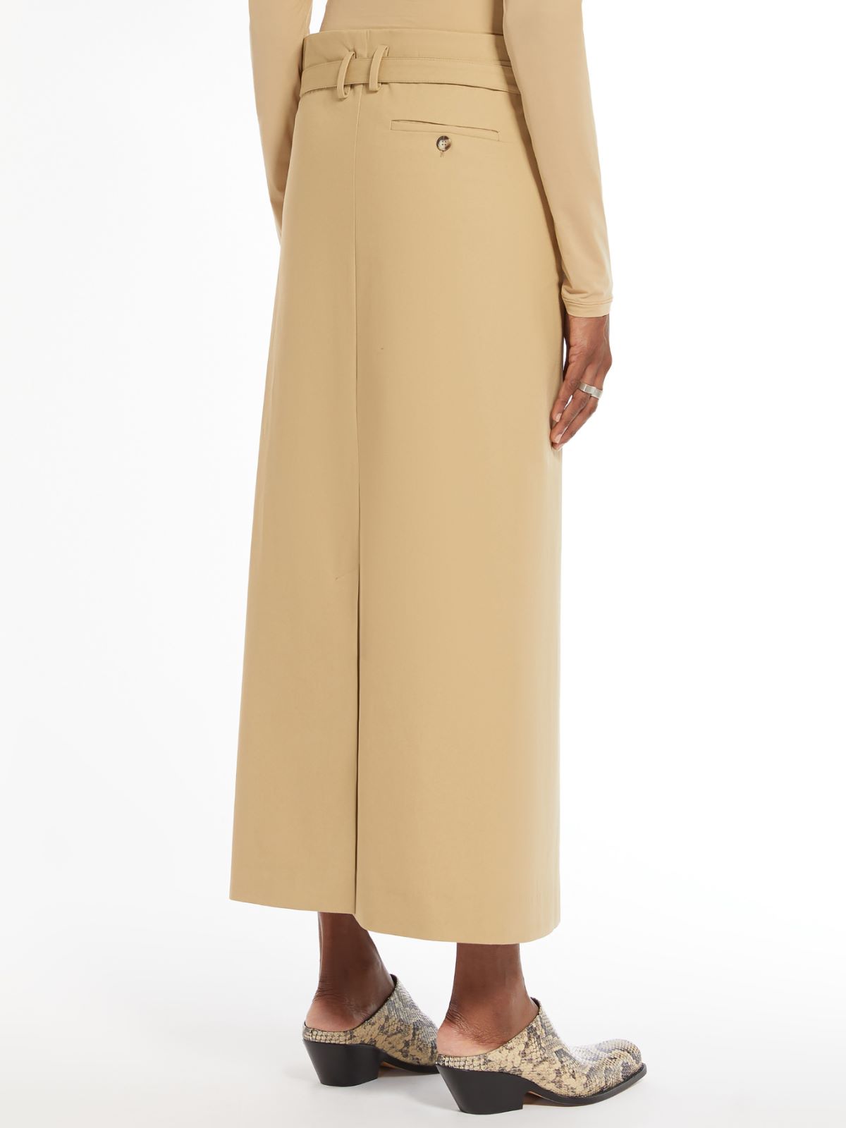 Long waterproof gabardine skirt